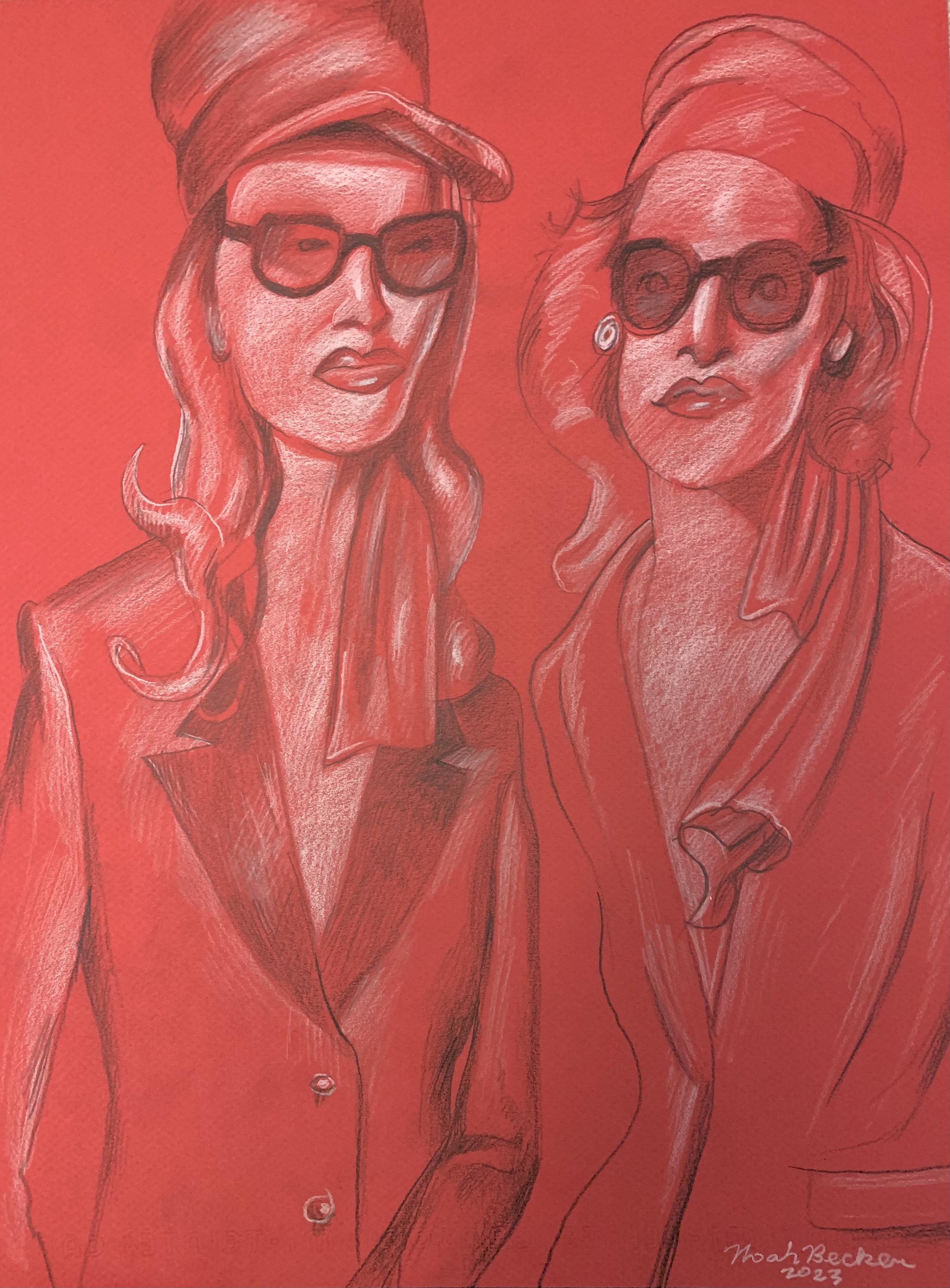 Noah Becker Study for Two Women on Red Paper 2023.jpeg