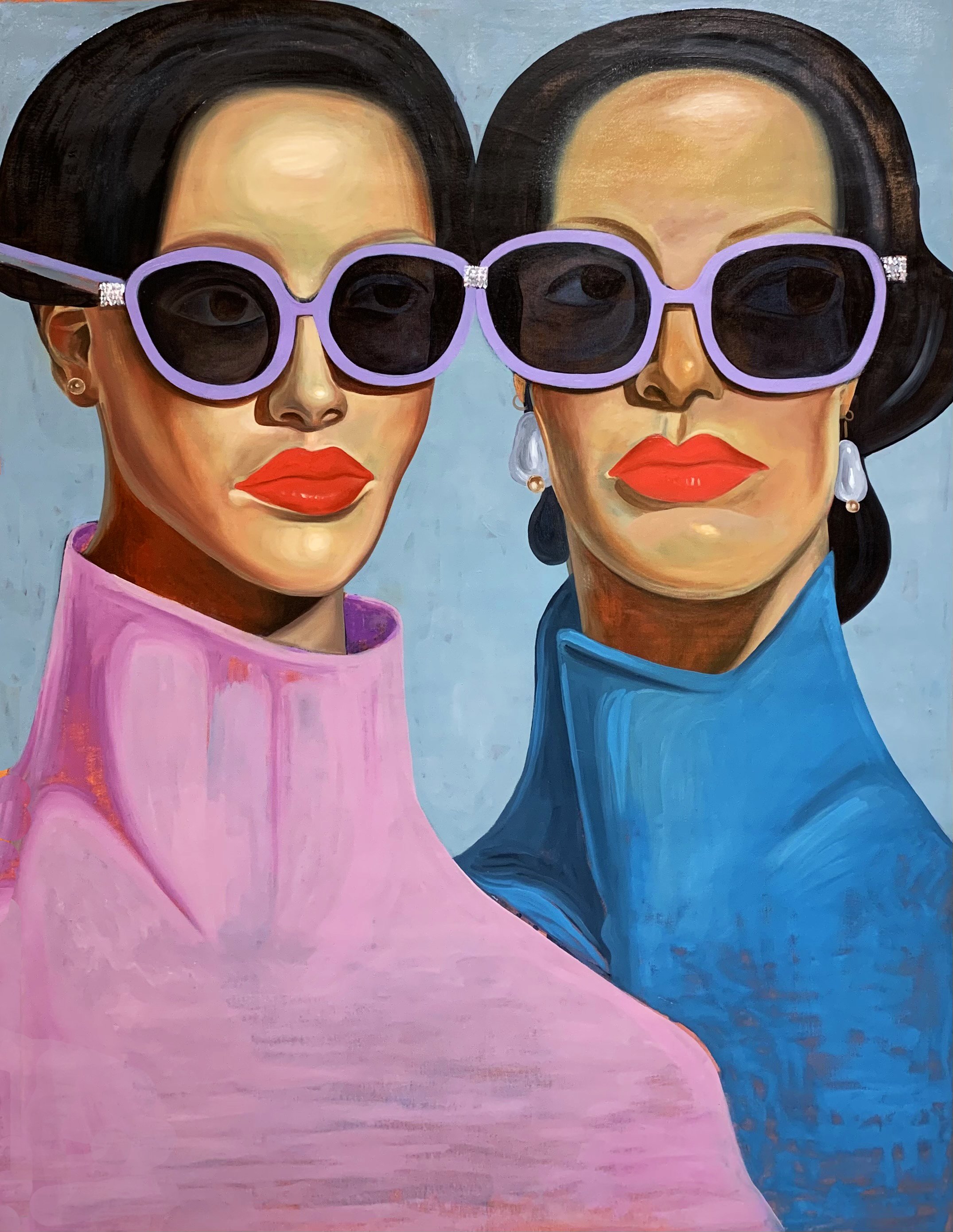 Noah Becker Two Figures in Sunglasses, 2023, 48 x 36, oil on canvas .jpg