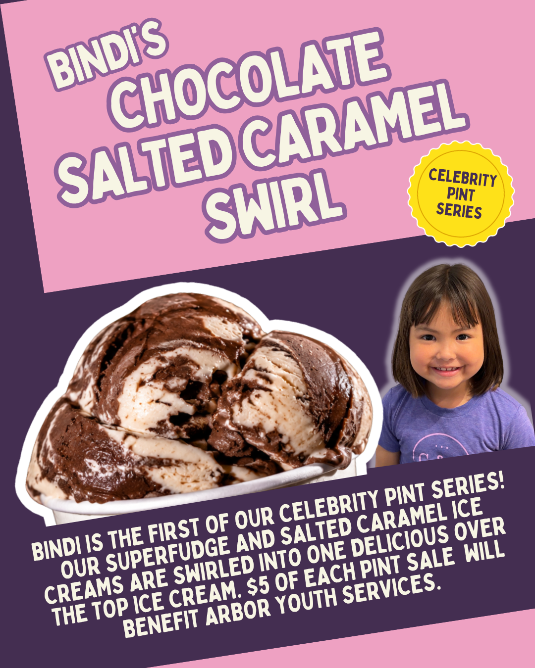 Bindi's Salted Caramel Swirl Ice Cream July Flavors 