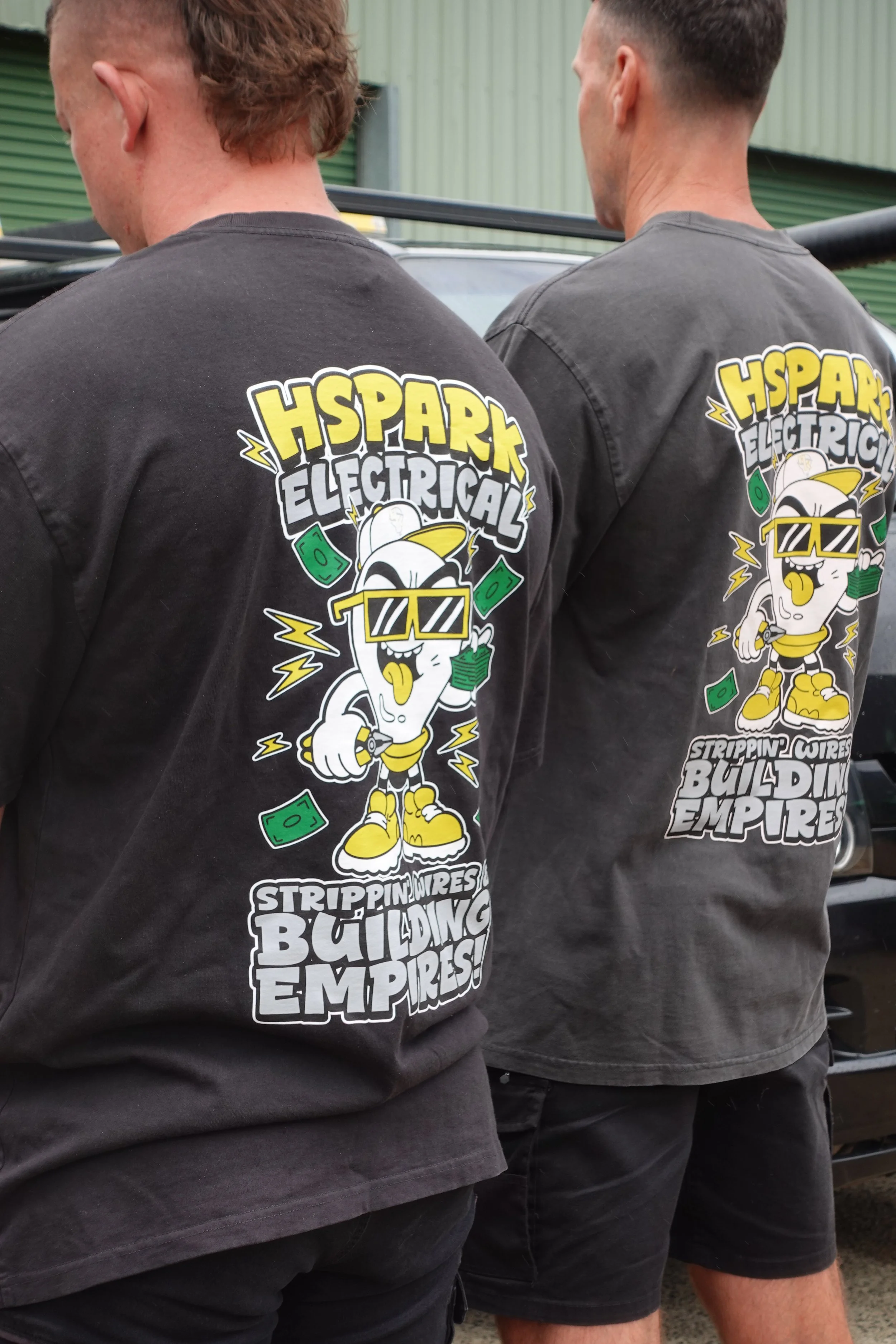 STRIPPIN WIRES & BUILDING EMPIRES FADED BLACK TSHIRT