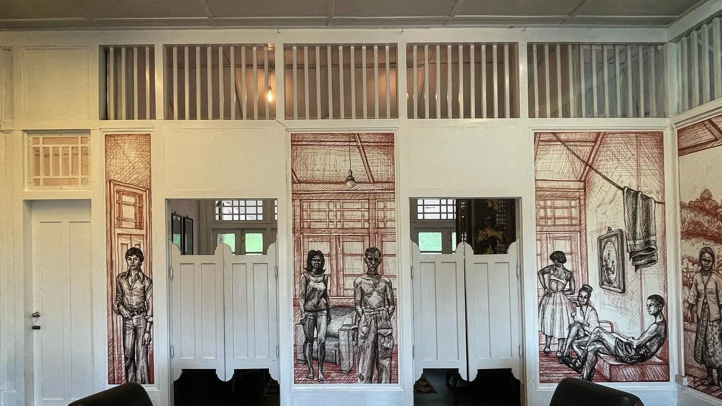 In Camera: Installation @temenggongsg  Open now til 27 November - Free Entry!
.
The north wall opens to the dressing room, and shows people in more private moments.
.
The two soldiers were billeted in this room in the house in the 1940s, I discovered