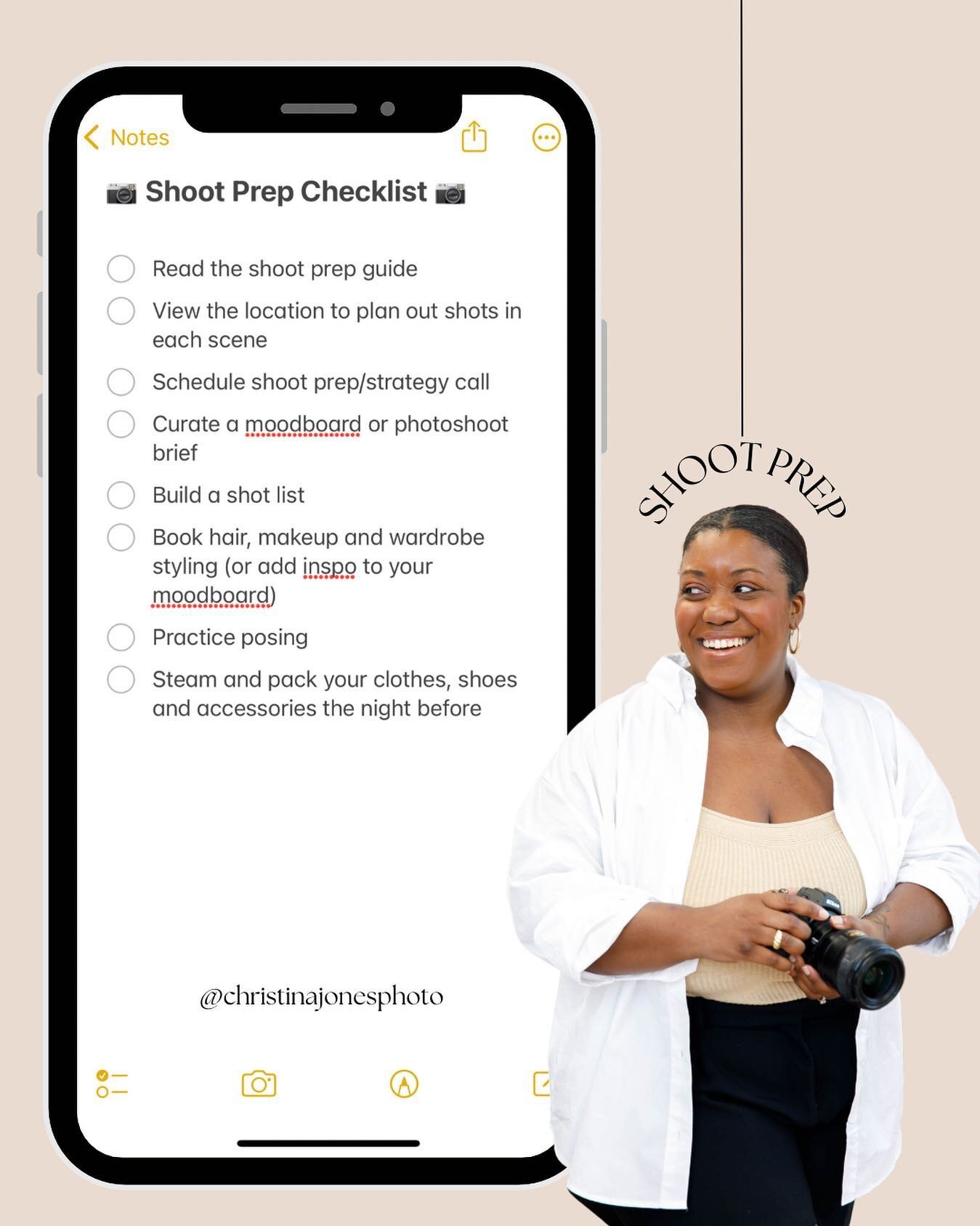 The key to a successful brand shoot? 

How well you prep!

If you follow these 👆🏾steps, and collaborate with your photographer/videographer along the way, you&rsquo;ll love the results so much better than leaving it all up to chance!

Photography i