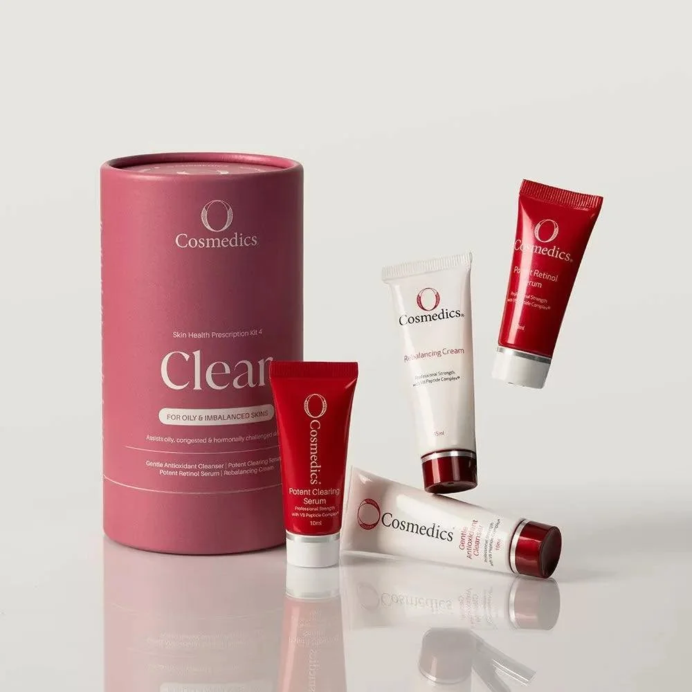 Clear skin starts with the right prescription✨

The O Cosmedics Clear Kit is designed to rebalance oily, congested &amp; hormonally challenged skin while strengthening the skin barrier.
Consistency=results💫

Visit the team at @tranquilitybeautyandwe