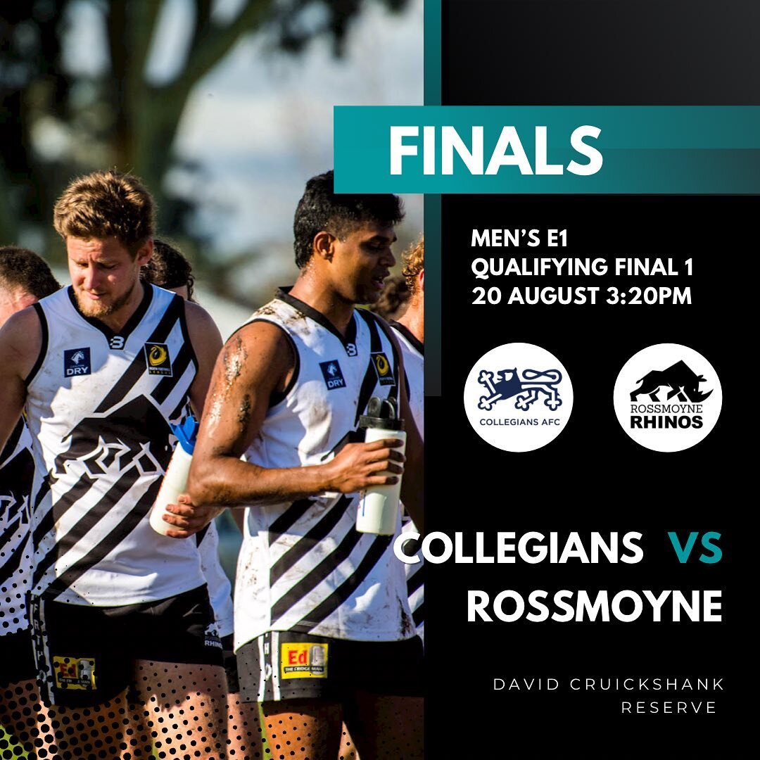 🏆 FINALS 🏆
The first qualifying final for the men&rsquo;s team this weekend is against @collegians_afc !

🗓 Saturday 20 August
⏰ 3:20pm
📍 David Cruickshank Reserve

If there are any updates to this fixture they will be posted on our socials. See 