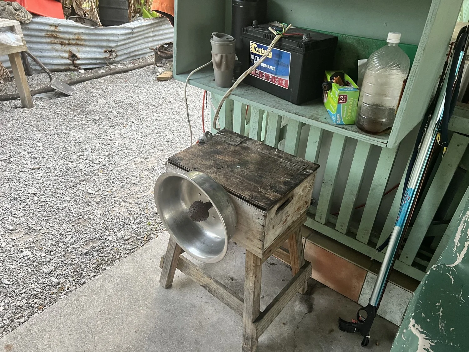  Island life in the 21st century, an electric coconut grater. 