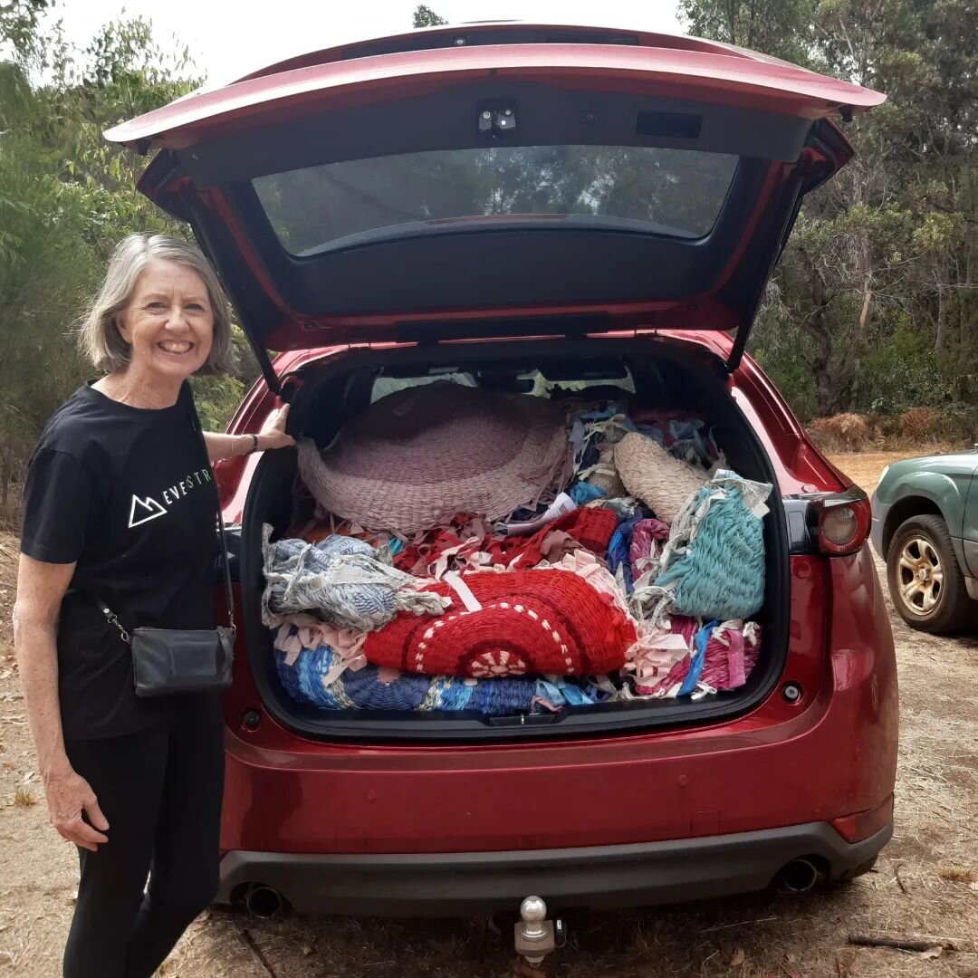 Delivery from Perth - thanks to Penny Scott and her husband. Overwhelned by rugs? Why would anyone  think that?