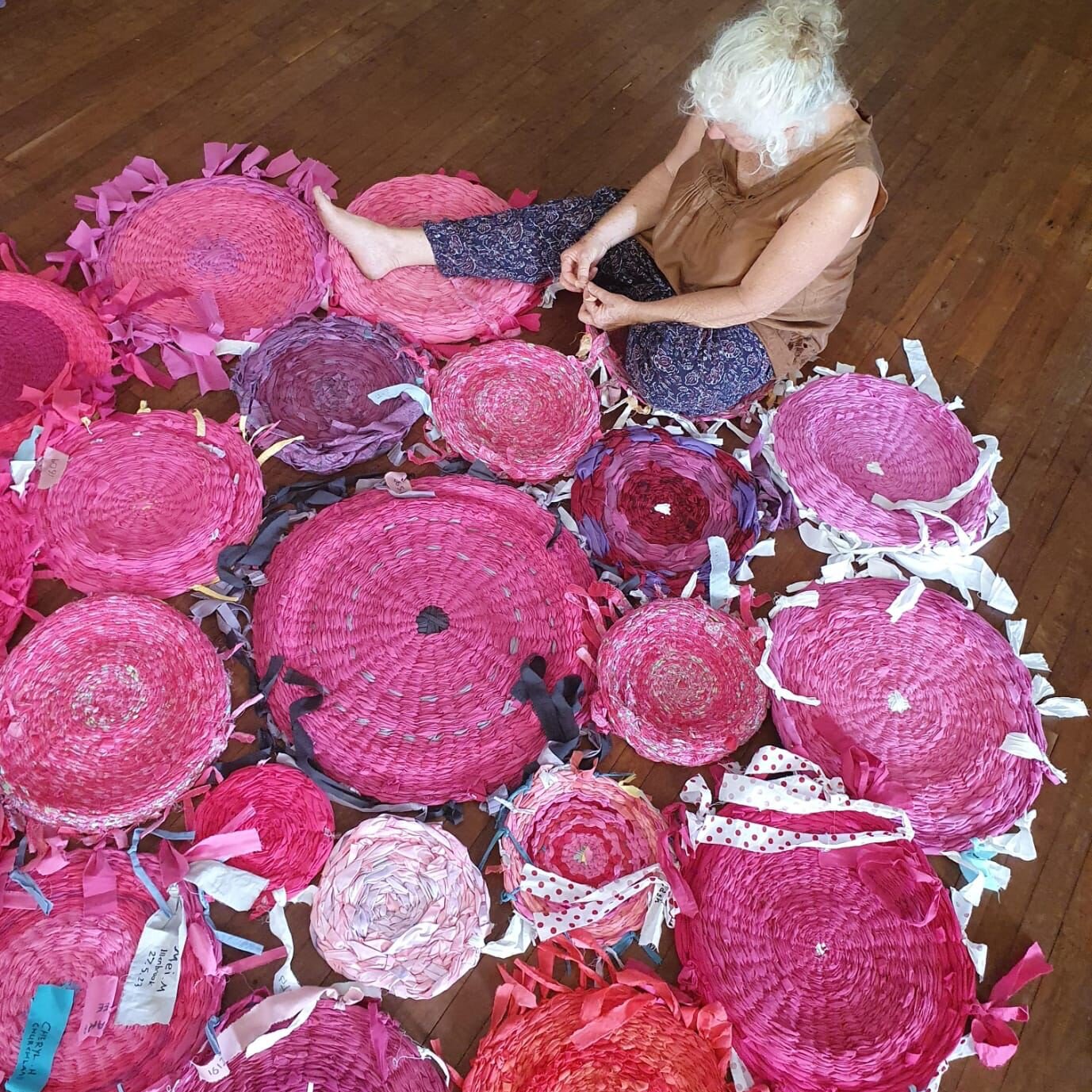 Announcing the assemblage!!! 

First call-out for people wishing to join us for a morning or afternoon (or both!) at the WA Museum in Perth, under the blue whale. 
July 4-8. Be part of creating this huge textile public artwork to lay on mining affect