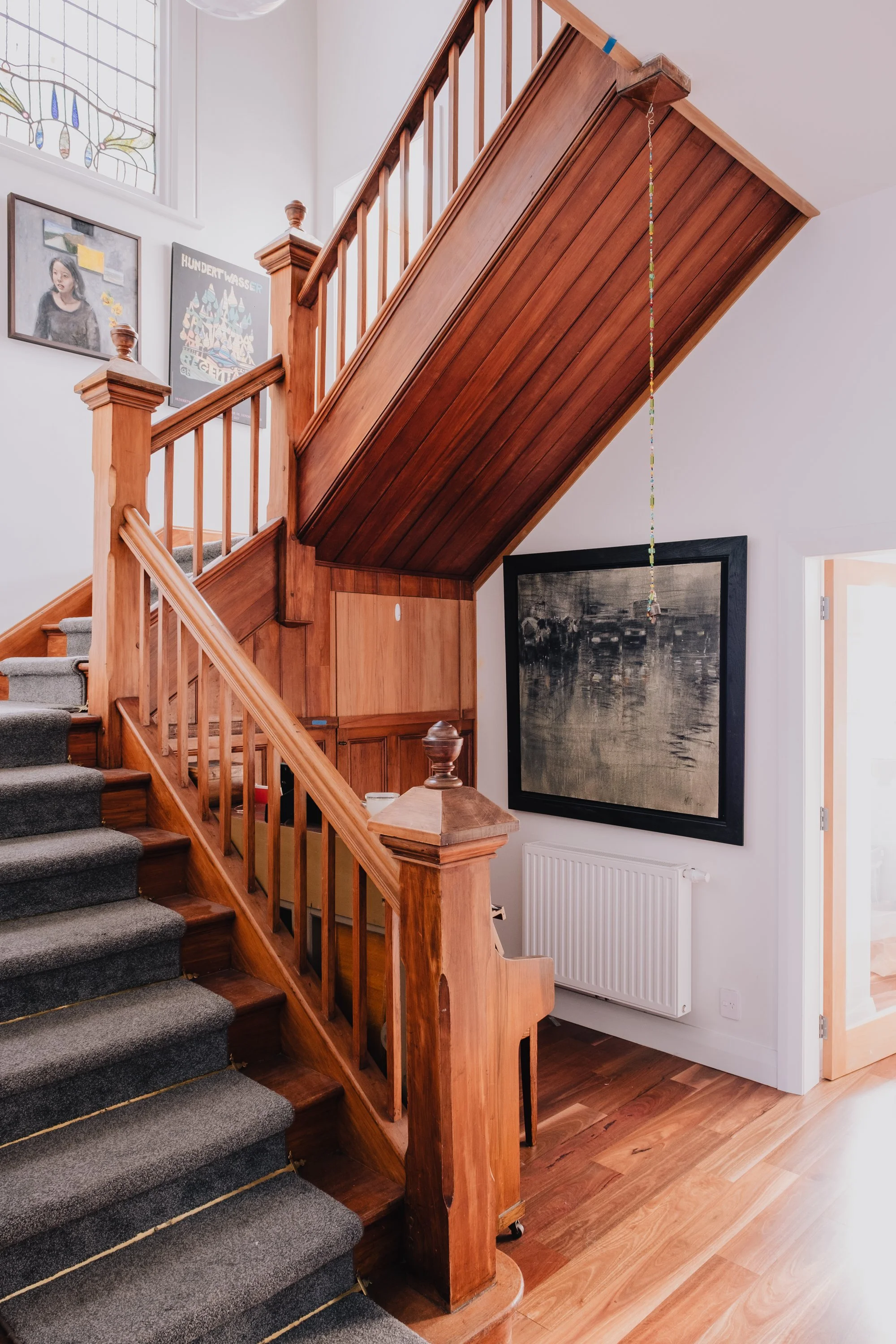 Internal stair and circulation space in Talavera Terrace villa renovation, showcasing timber detailing and refined architectural transitions between old and new structure.