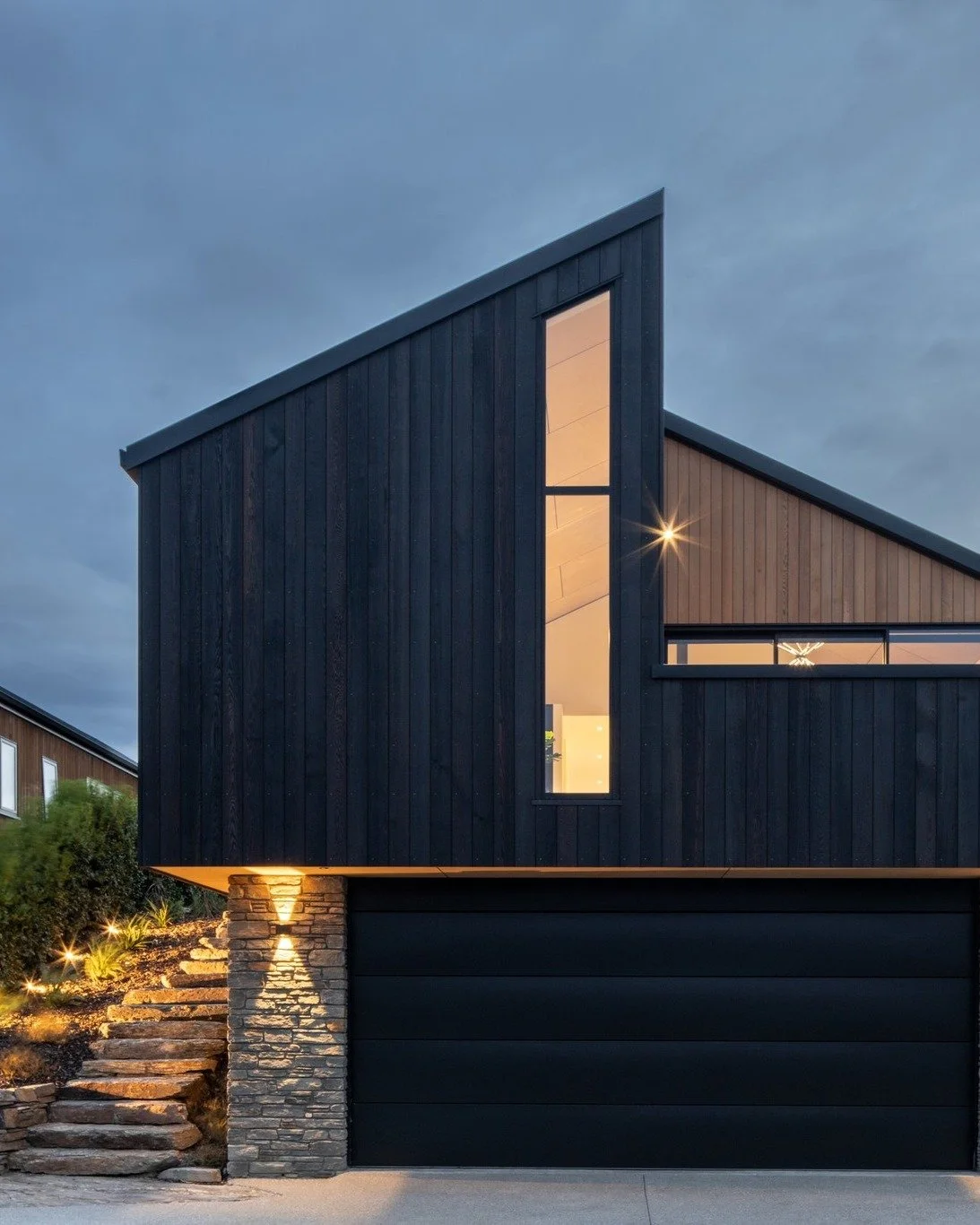 Jacks Point Rise

The built form draws its inspiration from the natural landforms and the historical process of shifting rock forms that created the Remarkable Mountain range that provides the backdrop to Jacks Point. A simple gable form is shifted a