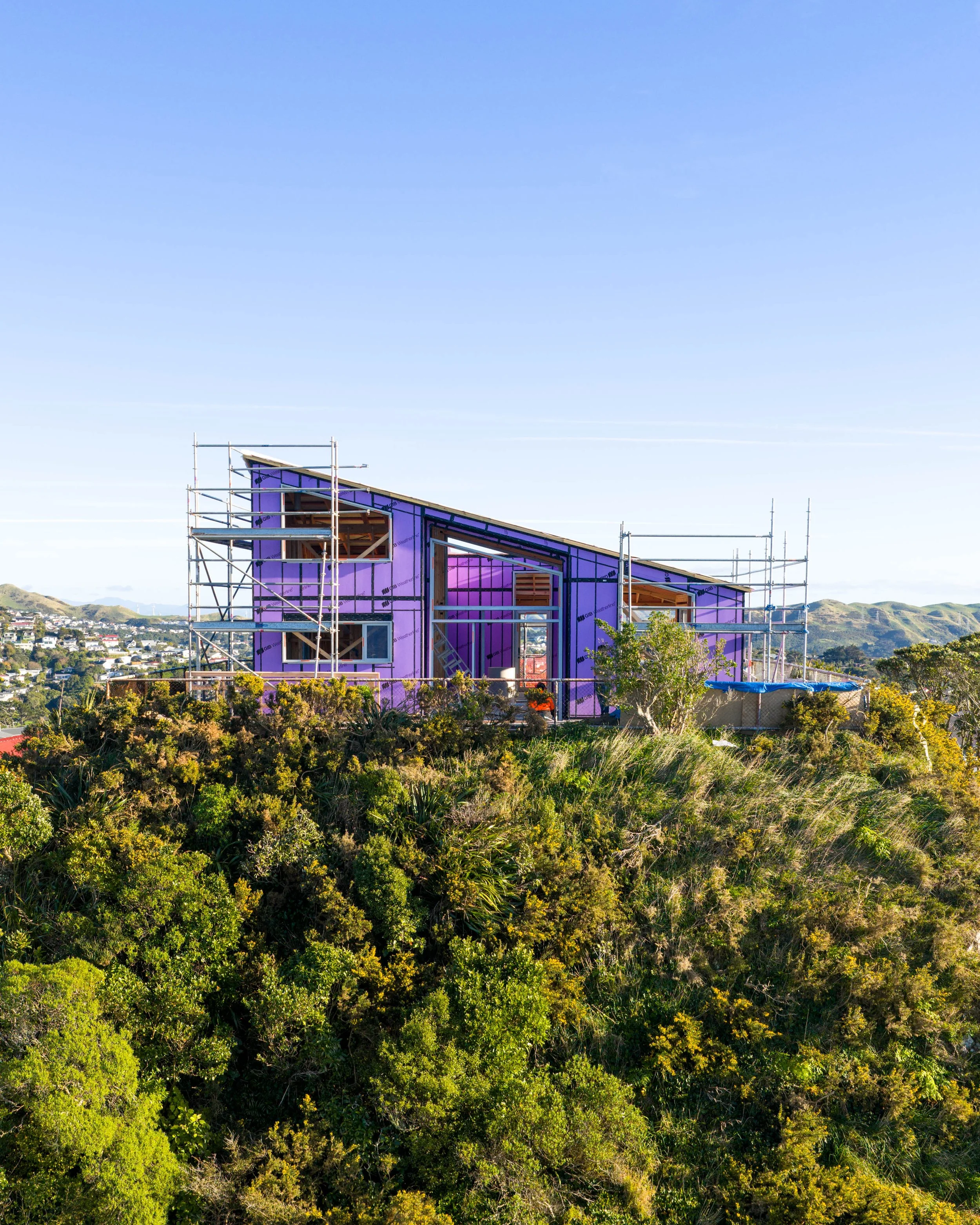 Luwte by First Light Studio, GIB weatherline under construction with Flip BUILD