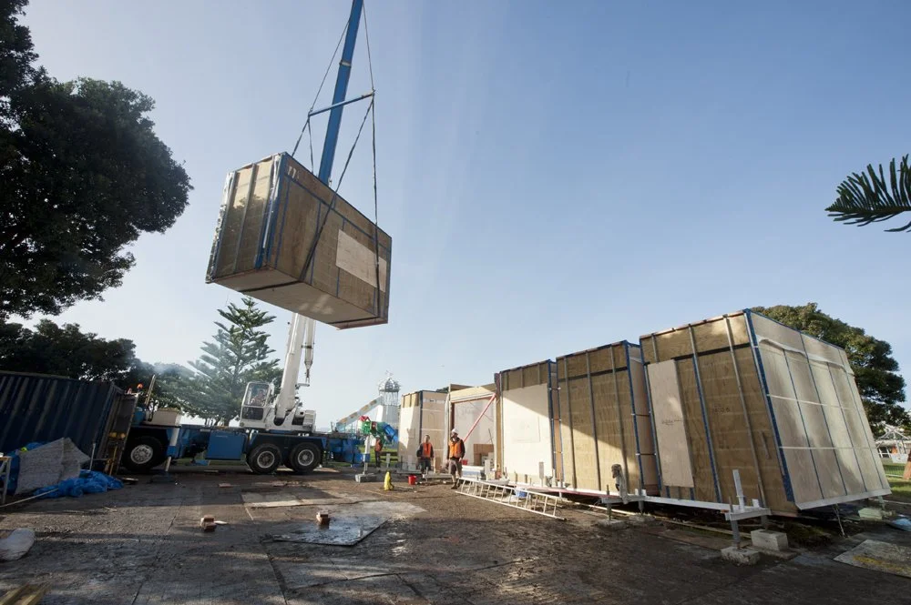 First Light House Eco House Reassembled in Frank Kitts Park Wellington.
