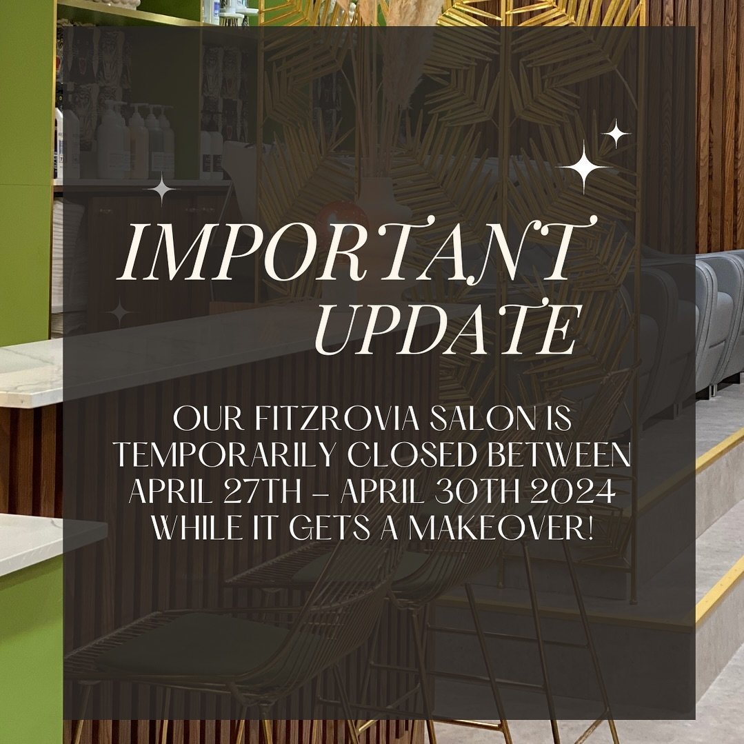 🚨IMPORTANT UPDATE🚨 Our Fitzrovia salon is temporarily closed between April 27th - April 30th 2024 while it gets a makeover!

If you need anything in the meantime, our fabulous locations at Notting Hill and Liverpool Street are open and ready to ass