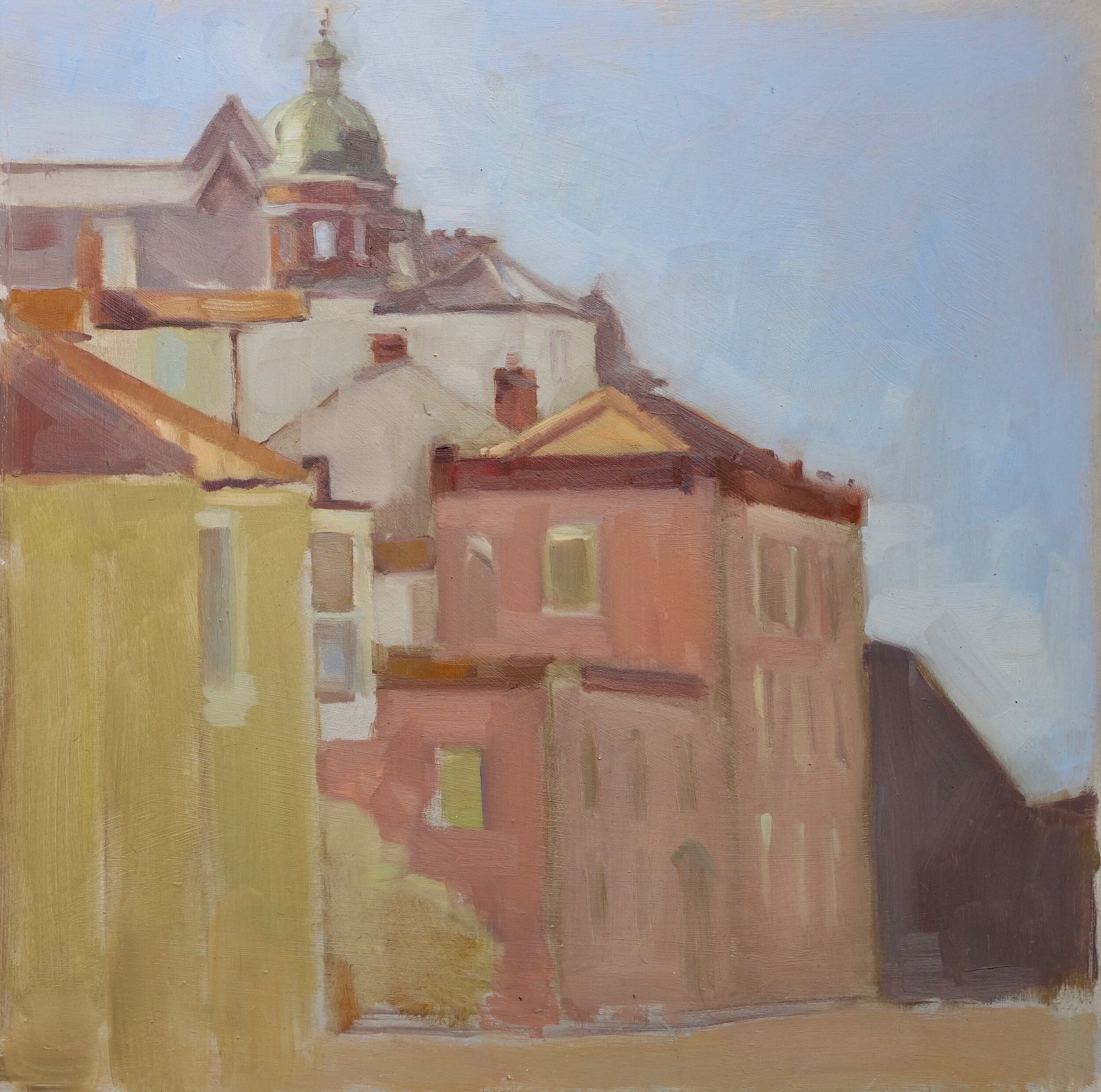 Pink promenade oil on board 12%22x 12%22..jpeg