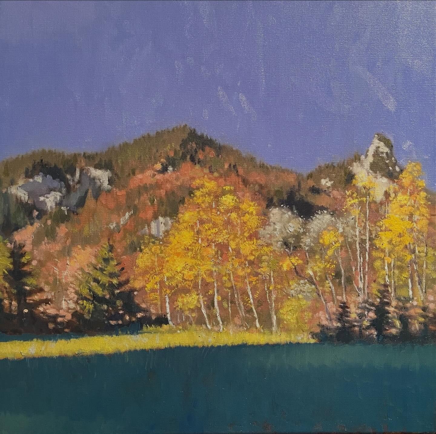 Oberammergau (Kofel mountain) Oil on canvas, 20 x 20 inches. Finished piece inspired by a recent trip to Germany. The colours really were this vivid. 

#oberammergau #mountains #bavarianalps #oil  #kofel