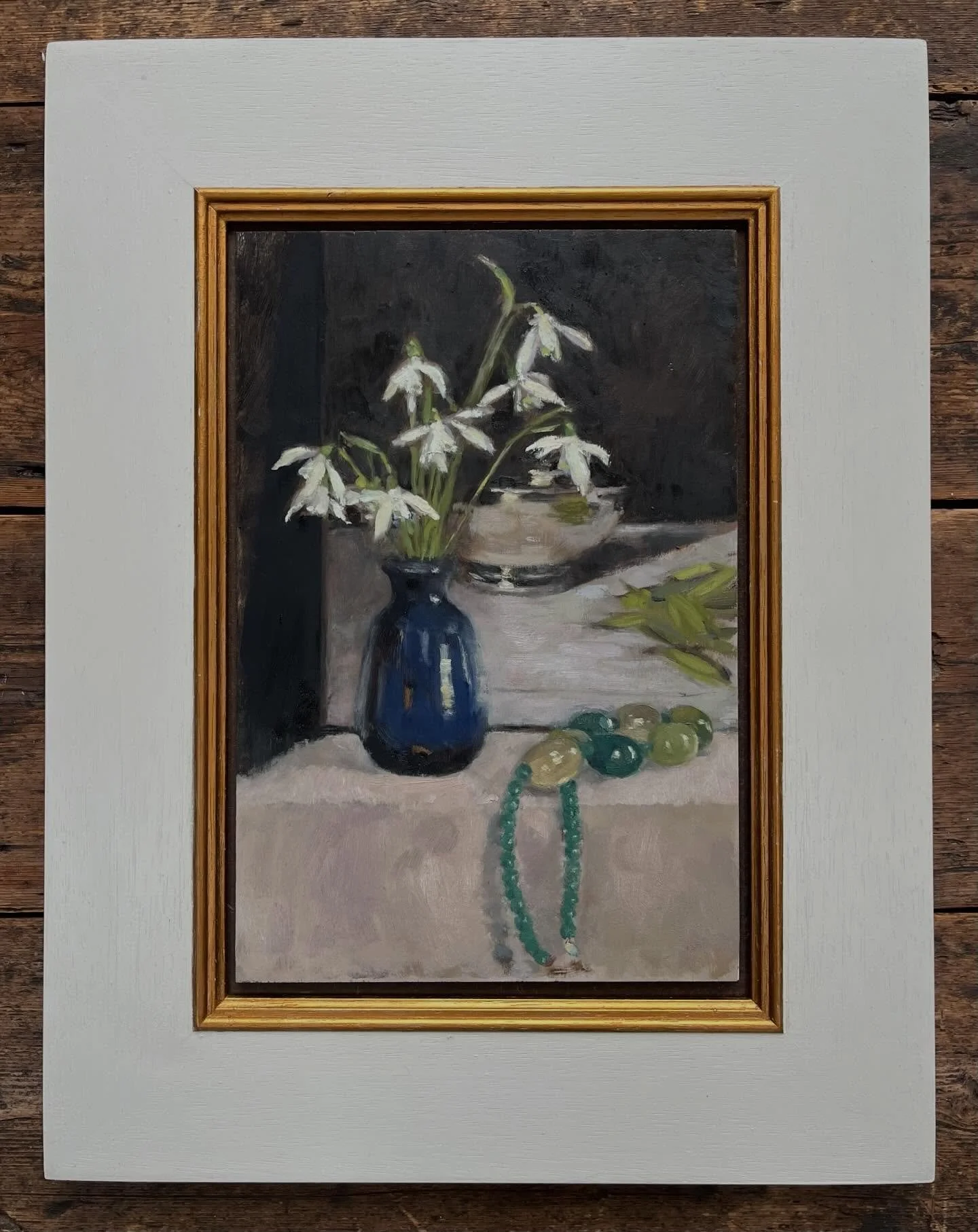 The Book, The Beads and The Snowdrops, Oil on board, 12 x 8 inches. This one took a lot longer than last week&rsquo;s snowdrops. 

Again inspired by the wonderful William Nicholson exhibition @pallanthousegallery in Chichester and his still lifes. Th