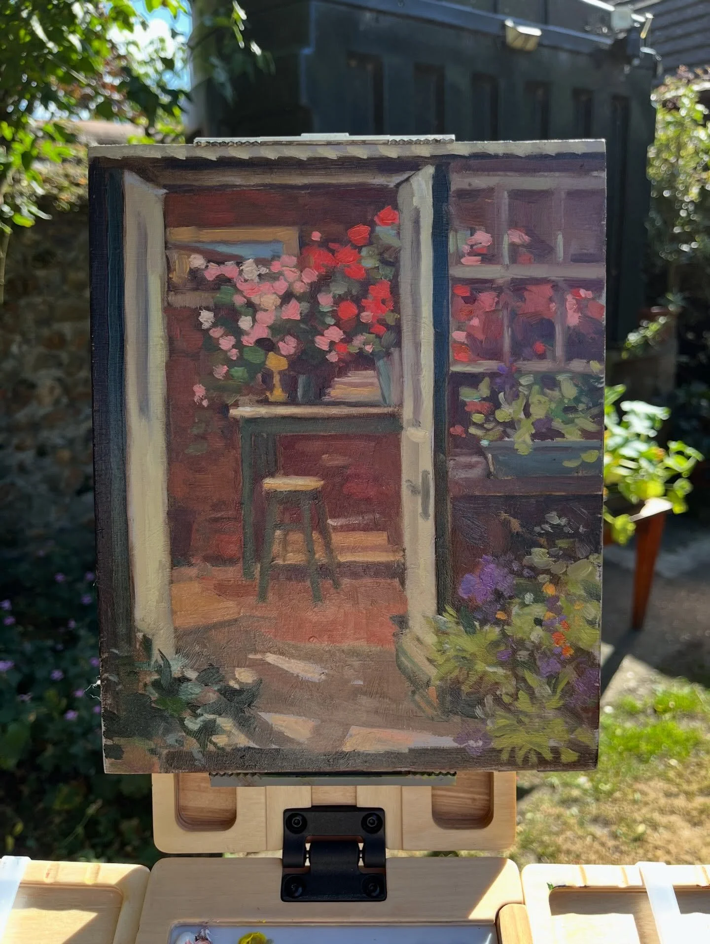 Pink Geraniums and Green Table, Oil on board, 10 x 8 inches. Yesterday the Thursday Painters were at Nick and Andrea Lyons&rsquo; farm in East Ruston. Nick&rsquo;s tractor paintings are brilliant.

A wealth of subjects to choose from, including many 