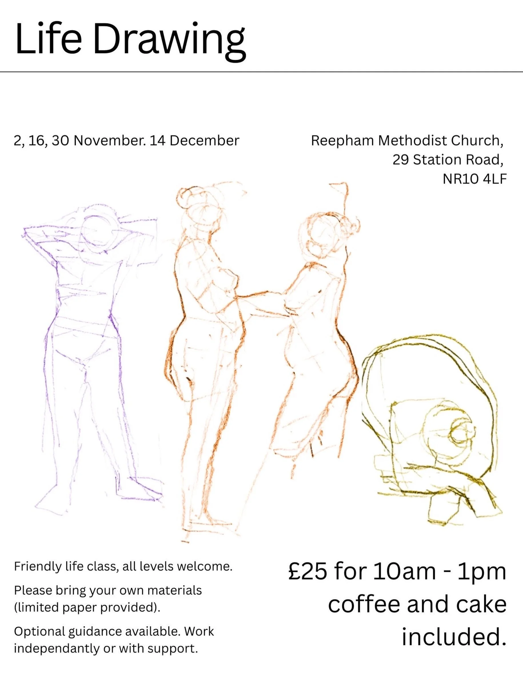 🖌️LIFE CLASSES ARE BACK 🖌️

Pleased to announce the upcoming dates for my life classes in Reepham. As usual, the class runs from 10am to 1pm, fuelled by lots of coffee &amp; cake. 

All levels welcome. DM me if you have any questions and to book, l