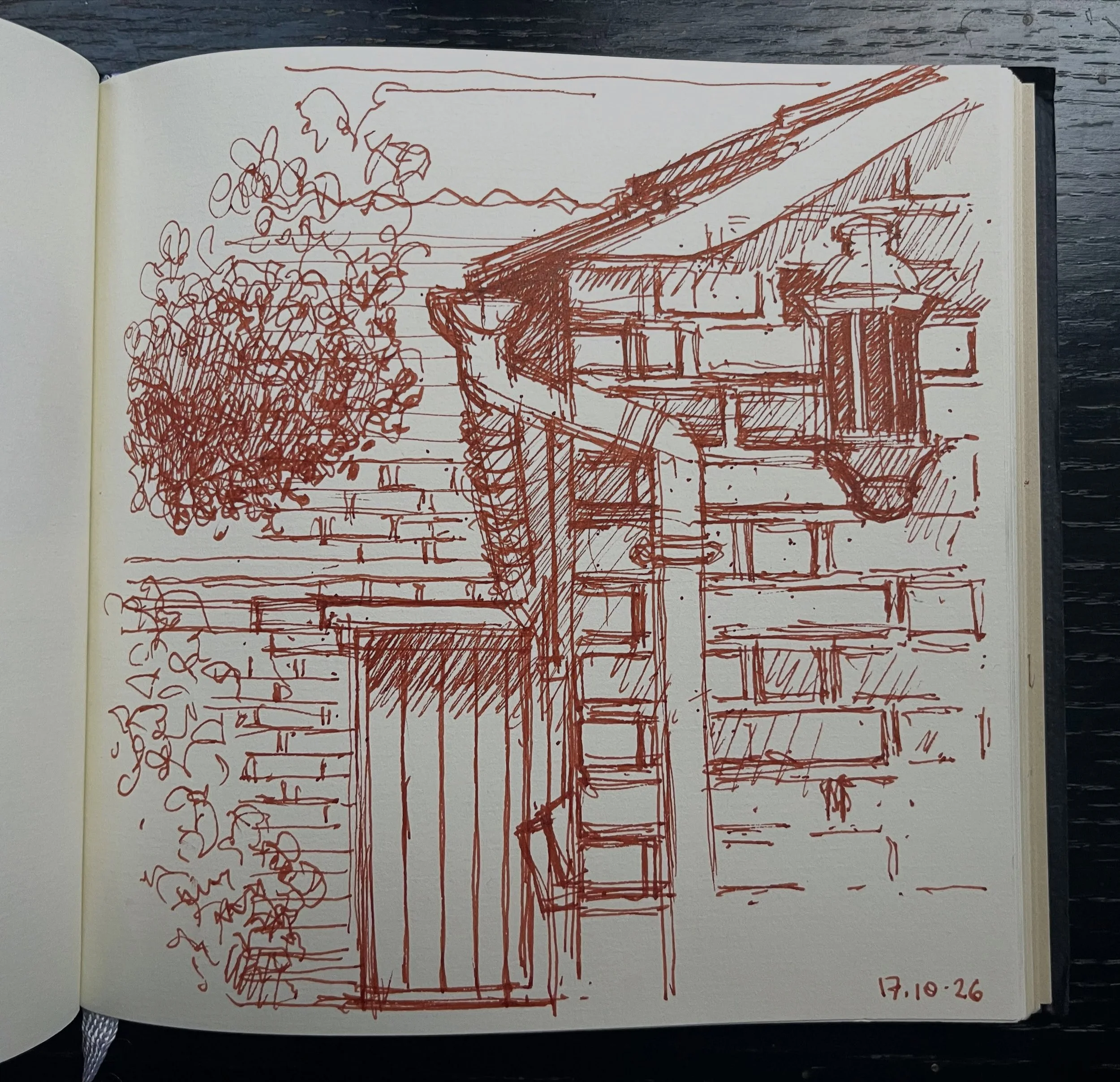 Old Bricks, Sepia pen on Fabriano paper. The view from the back of our house looking at my future studio in the top floor. Can&rsquo;t wait!

#sepiapen #linedrawing #outbuildings #studio #originalart