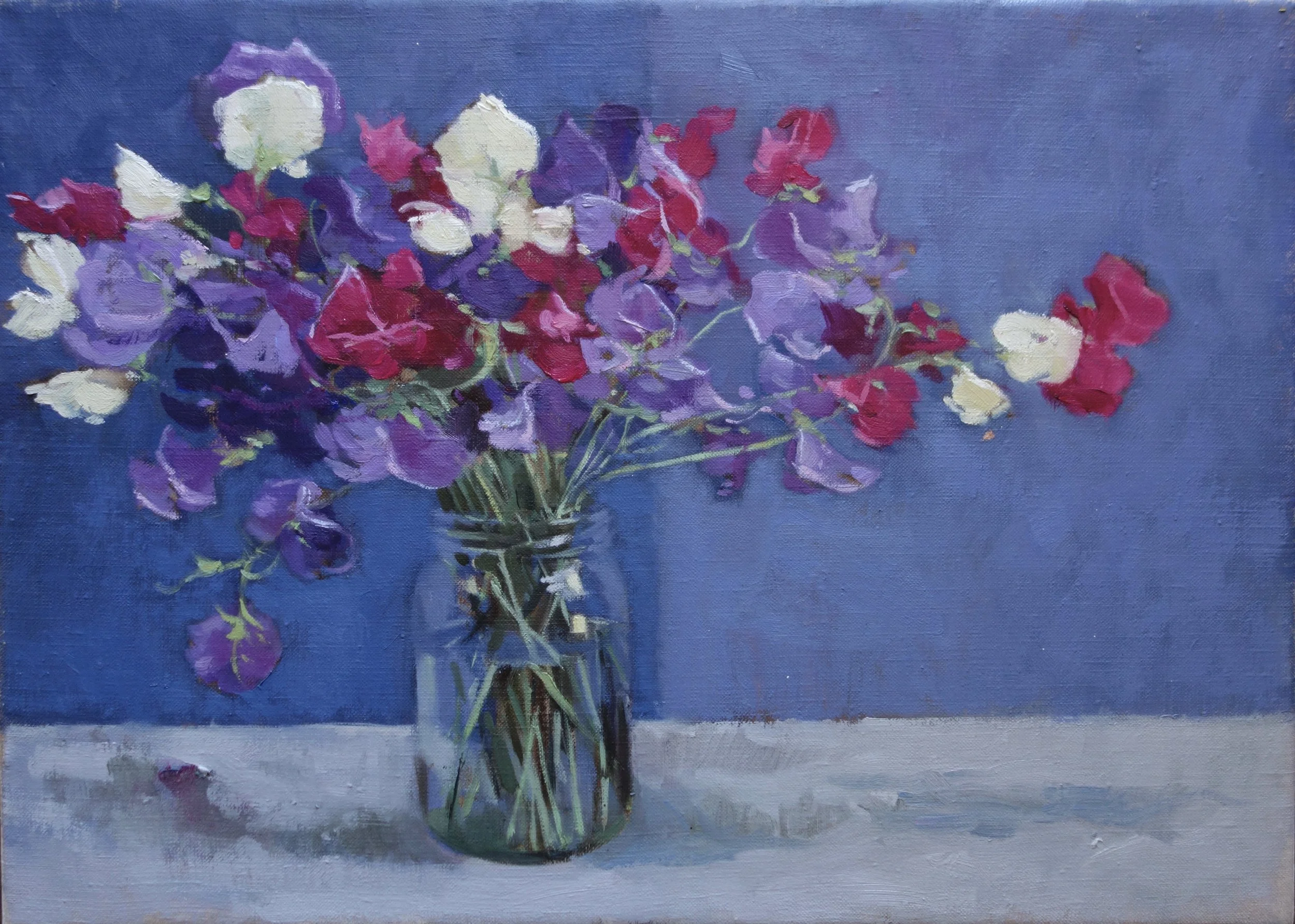 Sweet Pea Summer Oil on canvas 13 x 18 in
