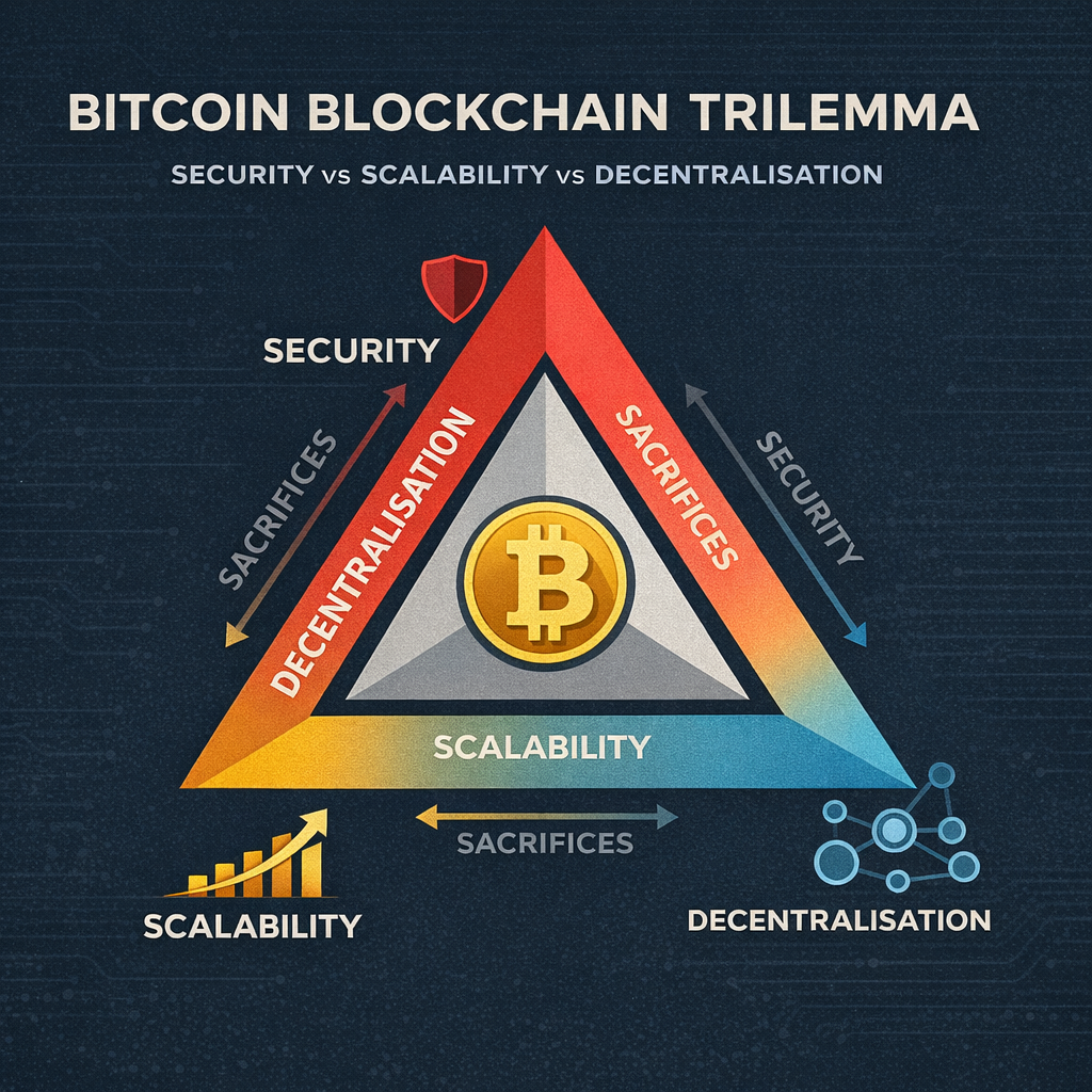 The Bitcoin Blockchain Trilemma: Security vs Scalability vs Decentralisation