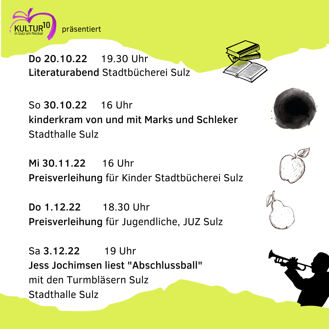 Das Programm für den Kultur Hoch 10 Herbst in Sulz am Neckar