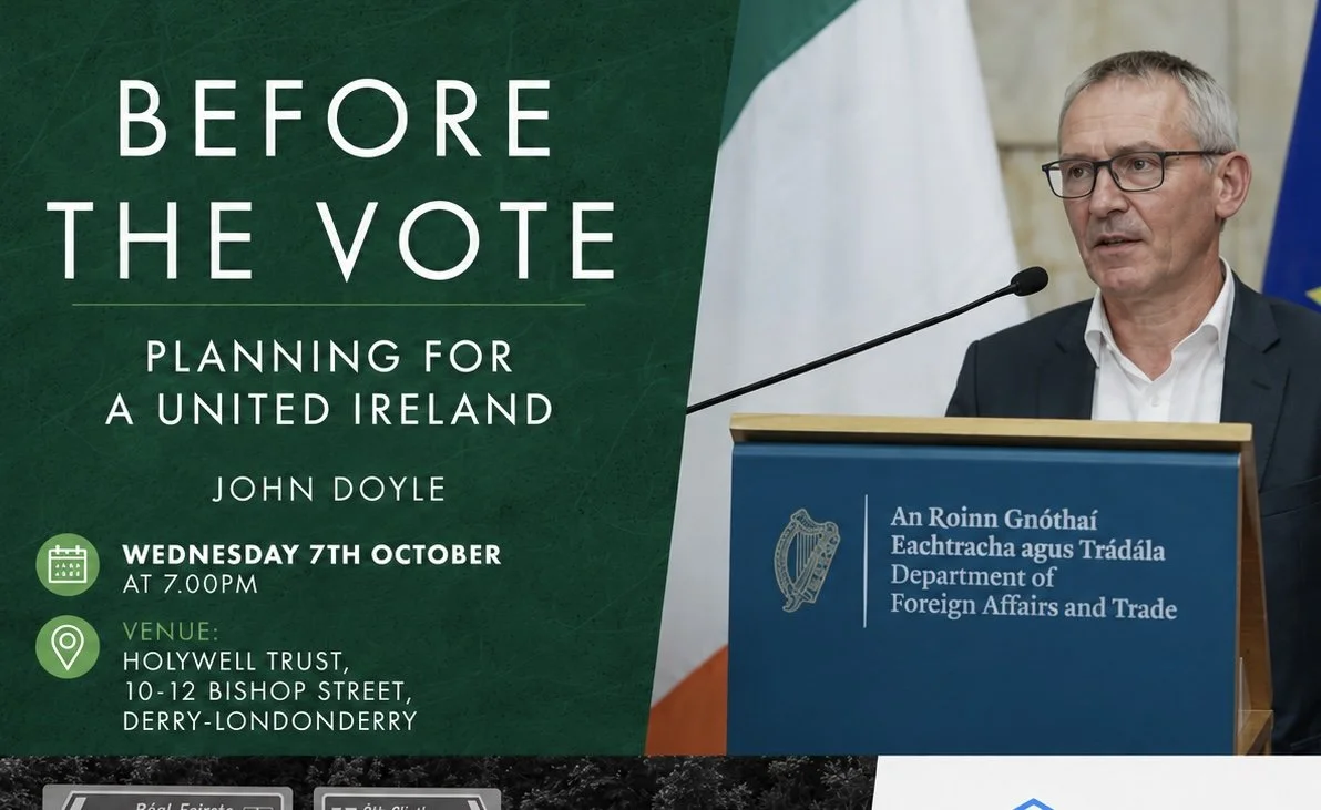 Professor John Doyle to launch new book: ‘Before the Vote: Planning for a United Ireland’ at Holywell Trust, Wednesday 7th October, 7.00pm