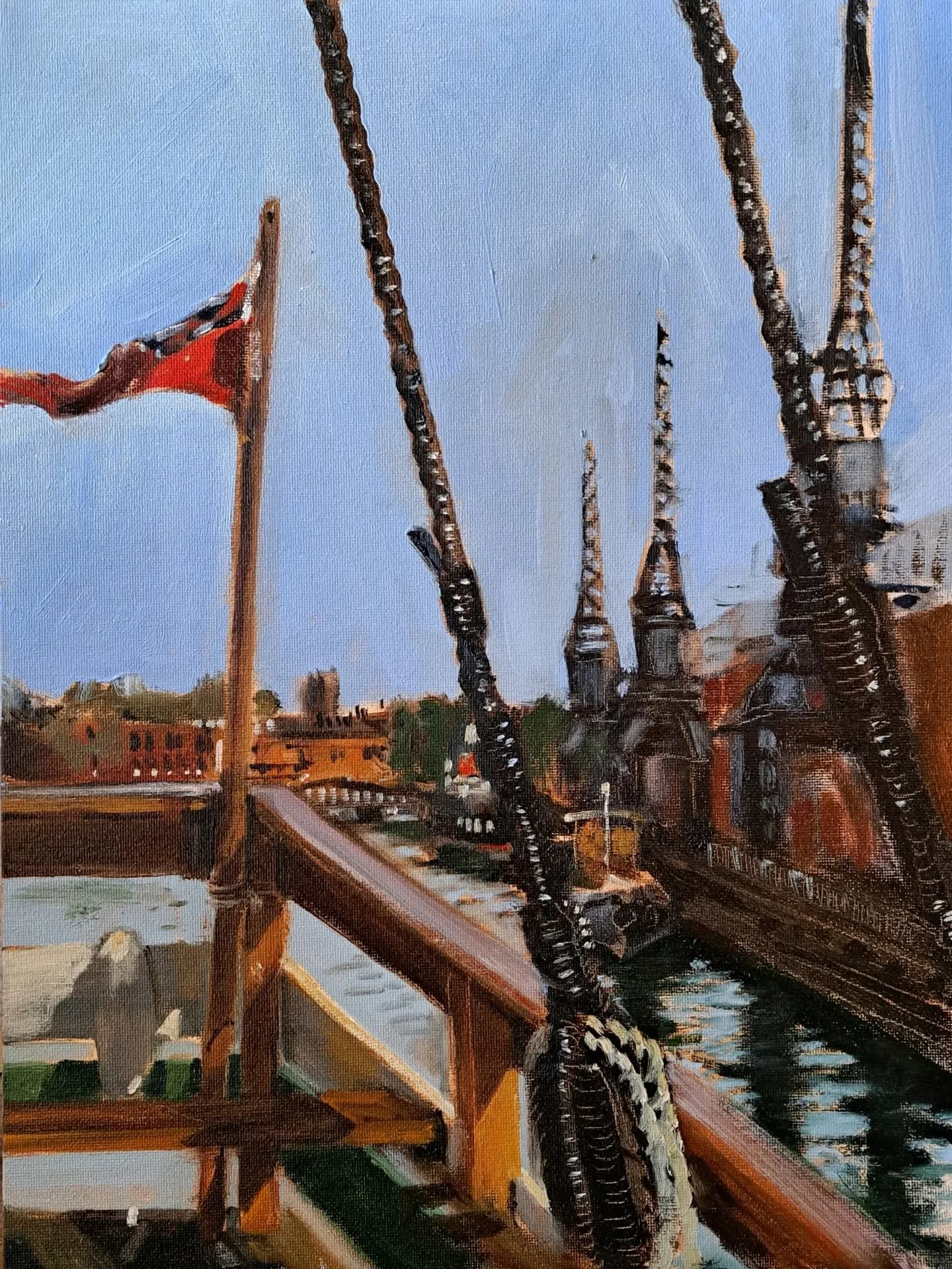 What a brilliant day aboard @thematthewship with @bristolpleinairpainters . Swipe to see @cnnr.cx 's wonderful cheeky sketch of me (&quot;Are you drawing me?&quot; &quot;No&quot; 😘), the wonderful @bigtonicframing 's Connel and others. Plus a little