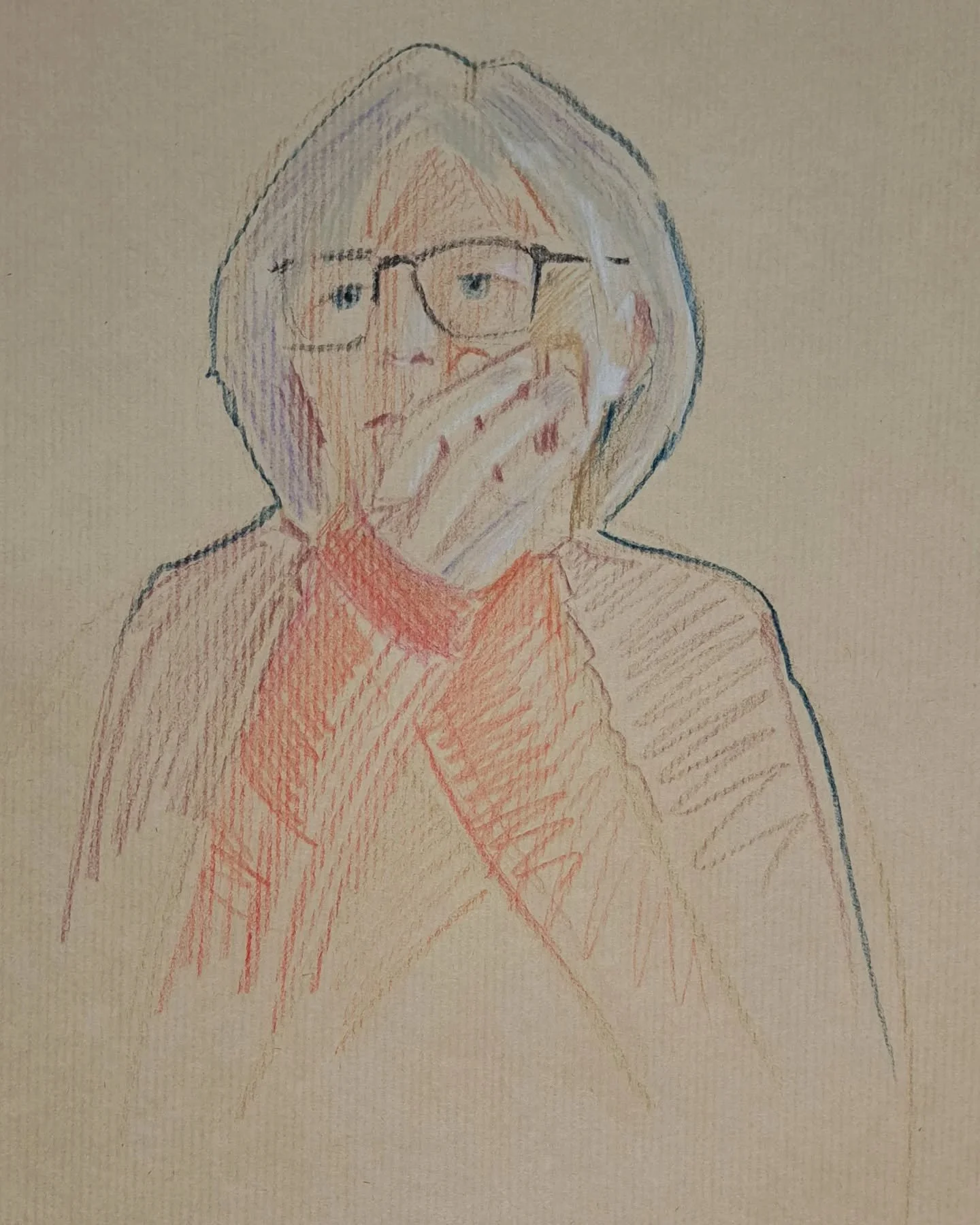 Lovely session of @draw_brighton #portraitclub , thanks for overcoming tech hitches and hosting @jakespicerart . Was great to meet Vanessa, Bruno and Isabelle - 8 mins each, with a cold wet weather theme