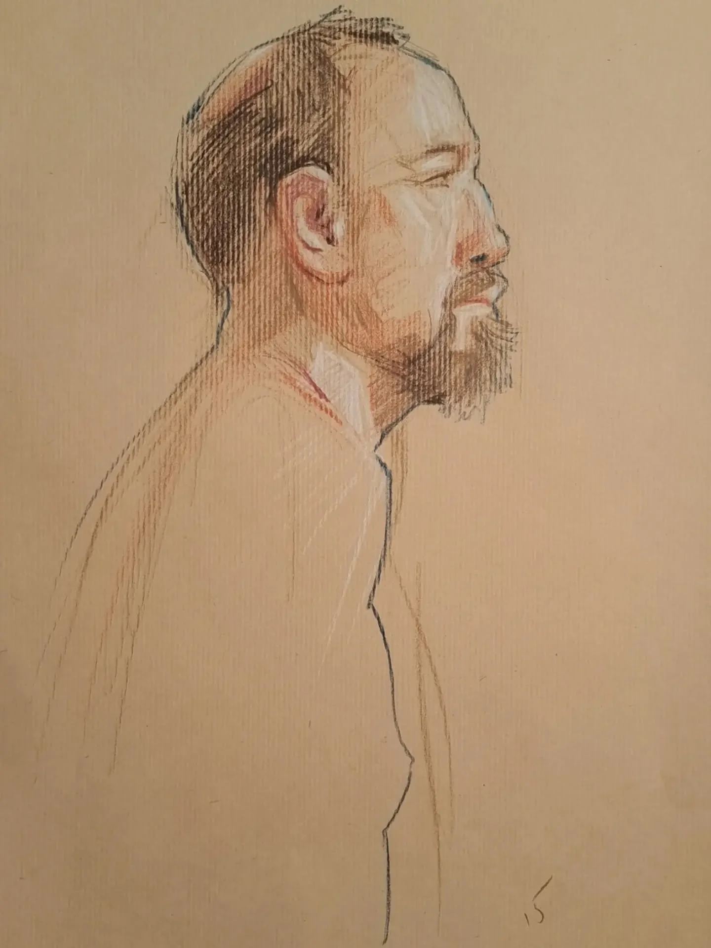 After a high octane series of v short poses with @unitedmodels_lifedrawing , this one seemed like a good chance (for me) to take a breather and just draw @owen.artmodel 's splendid head. A whole 15 minutes felt like ages after all the short ones!