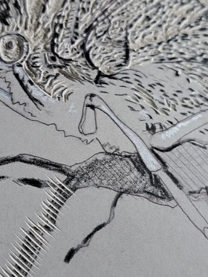 Planning, transferring, cutting, and v first proof of first #Dungscape linocut. Here are some clips of various stages, explaining hopefully the process. Four brilliant days getting back into the groove at @spikeprintstudio - can't wait to print in fu