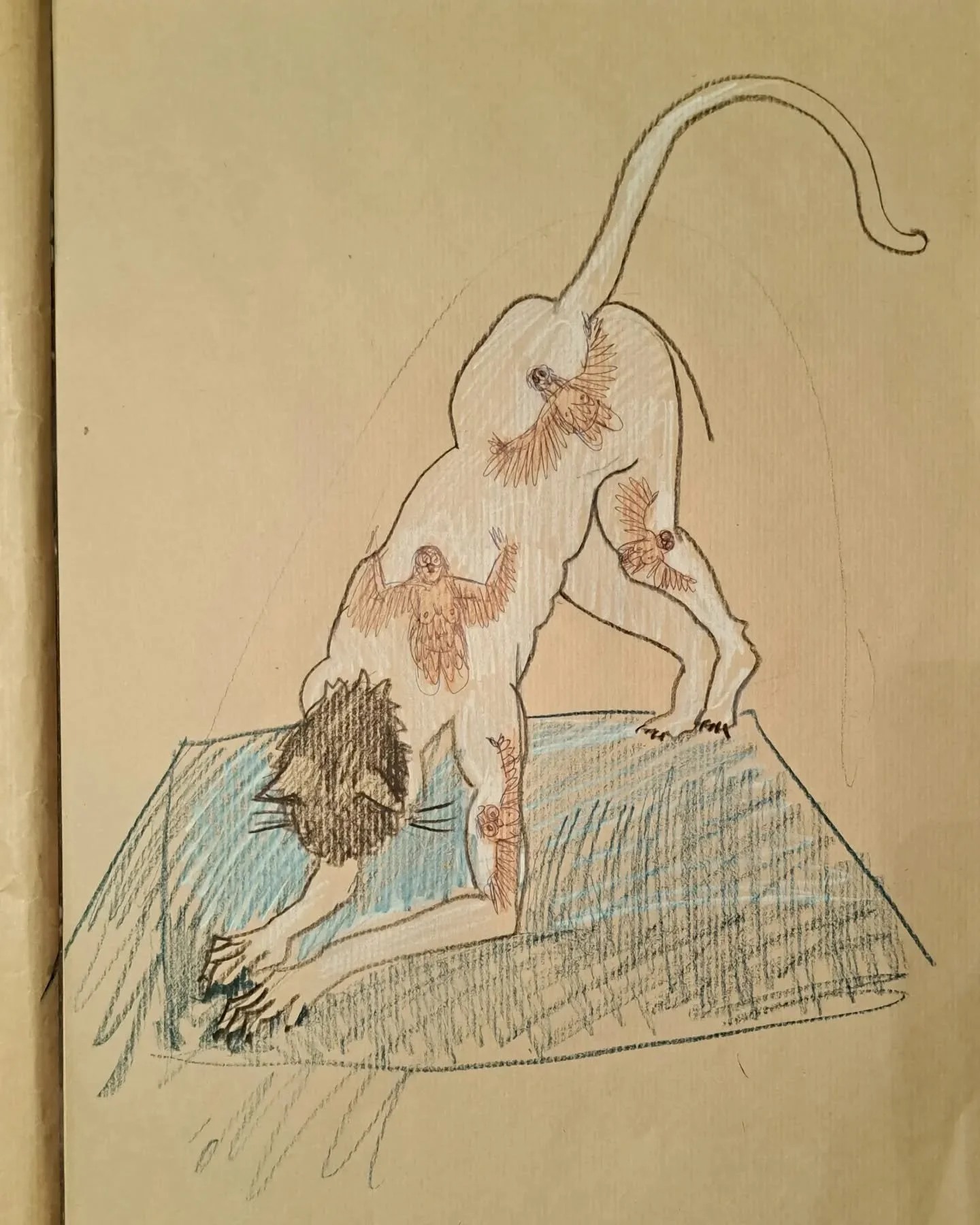 Weird and wonderful stuff inspired/directed by @aurelien_predal 's beautiful work celebrating his cat's life. We drew Fra as a cat silhouette, then superimposed Lucy's bird pose within the figure. Then they swapped. Oh and a few warm-ups. Some brilli
