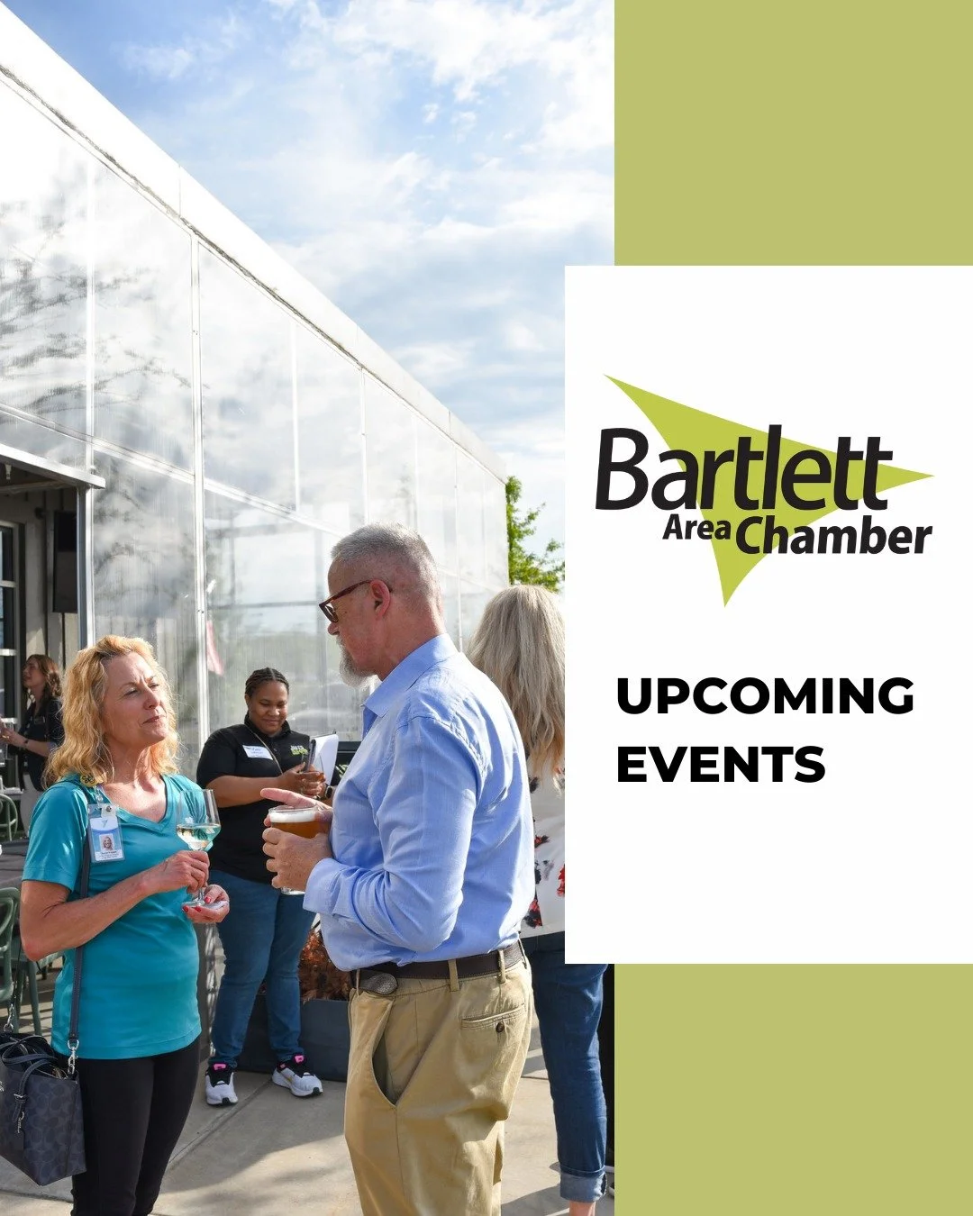 Tuesday 09/30 | Staying Ahead of the Curve 
Speed Networking + Professional Headshots
Bartlett Chamber 
8:30am-10am
2969 Elmore Park Rd
Bartlett, TN 38134

Tuesday 09/30 | Ribbon Cutting
Three Chickadees Photography by Amanda Rae
11:30am
4486 Ellenda