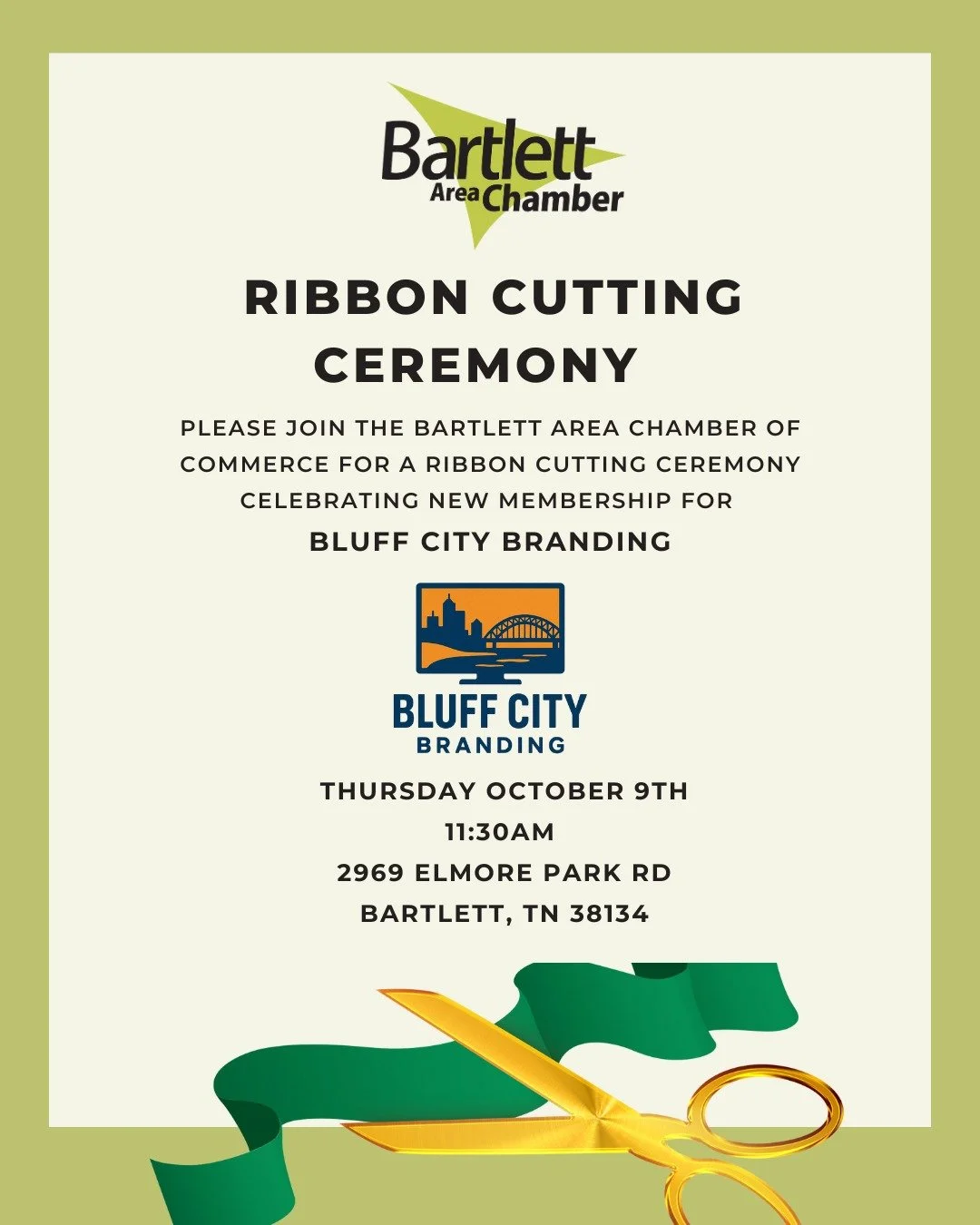 Celebrate new membership for Bluff City Branding this Thursday at their ribbon cutting ceremony! 🥳

Meet your new fellow member and learn more about how they can help local businesses grow with powerful Digital Marketing and indoor billboards design