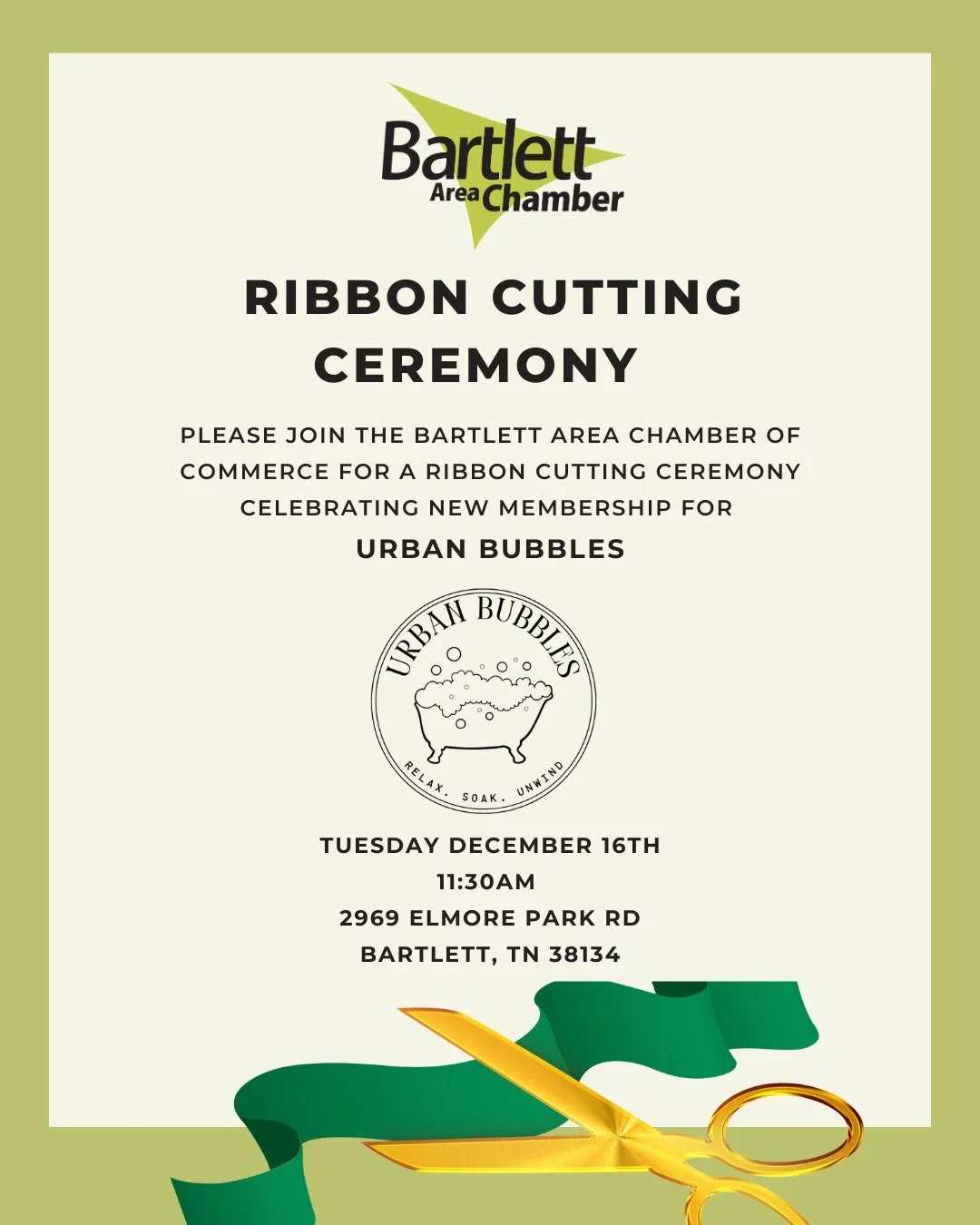We&rsquo;re ending the year with a celebration 🎊 Join us tomorrow at the Chamber for our final ribbon cutting of the year, welcoming Urban Bubbles to the Chamber community. It&rsquo;s a great chance to connect, support a new member, and celebrate to