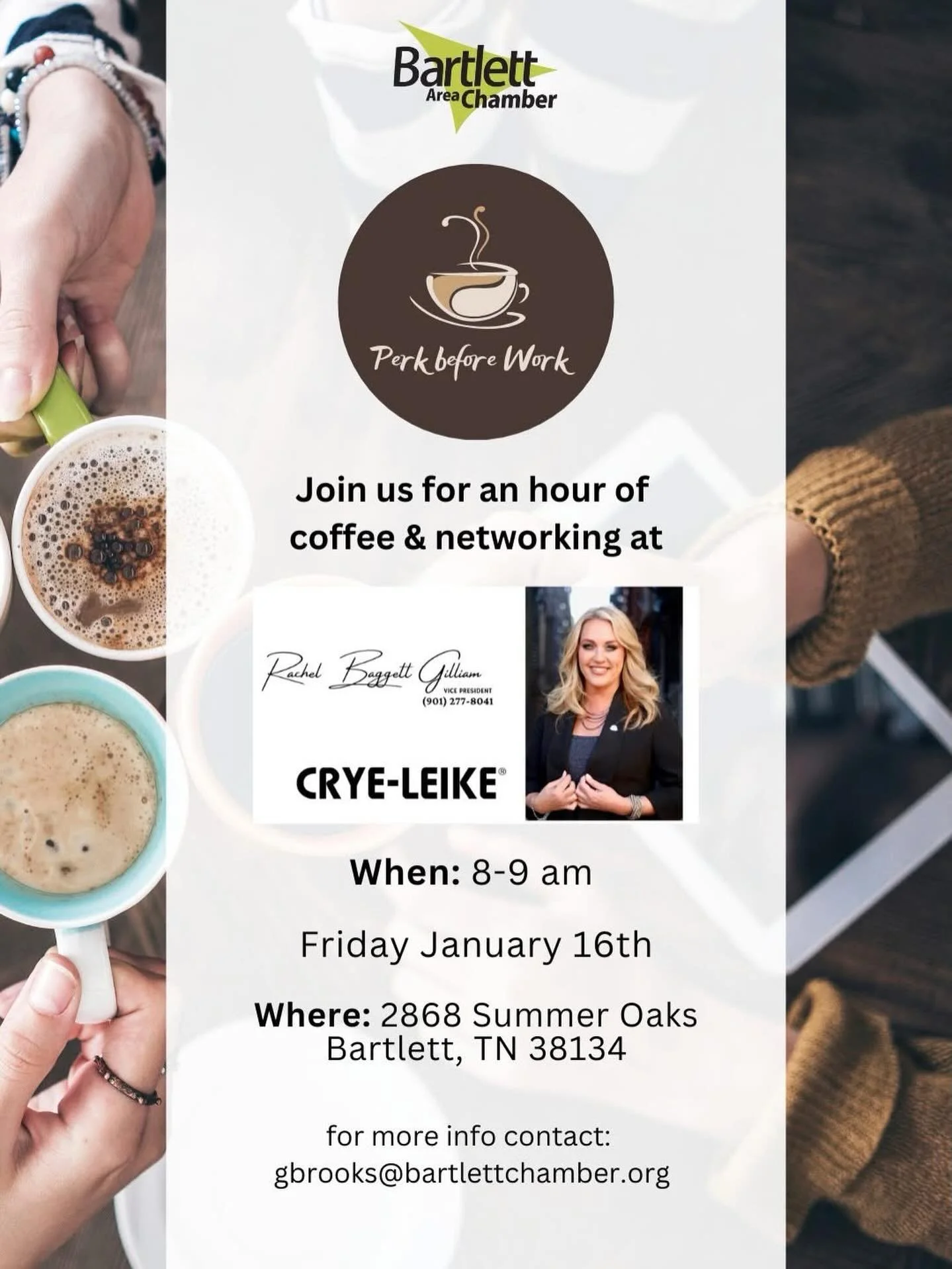Today 8AM-9AM @cryeleike Bartlett hosted by @rachelgilliam 
2868 Summer Oaks
Bartlett, TN 38134