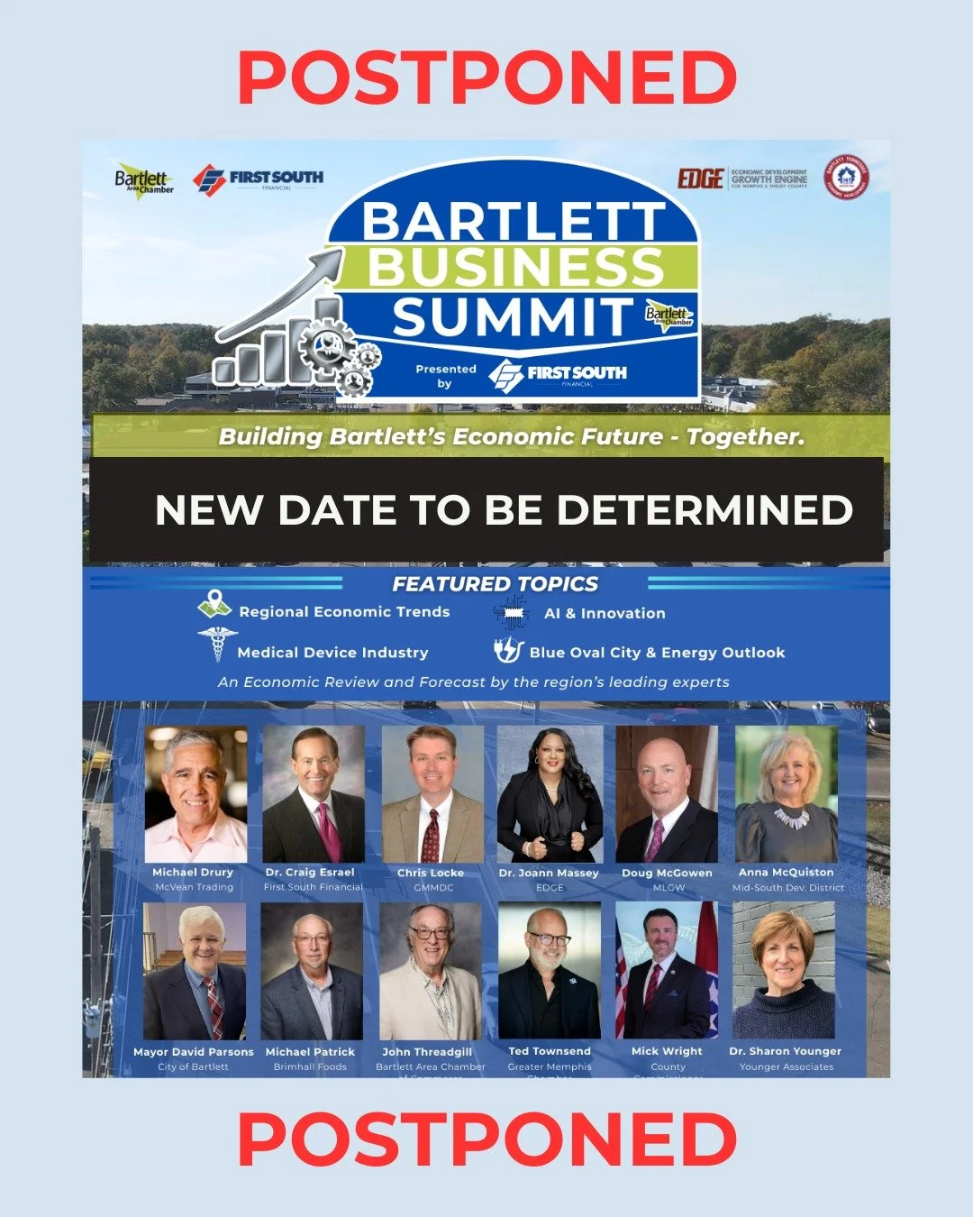 After careful consideration, we&rsquo;ve made the decision to postpone tomorrow&rsquo;s Summit due to current weather conditions and expected refreezing overnight. The safety of our attendees is our top priority.

A new date will be announced soon, a