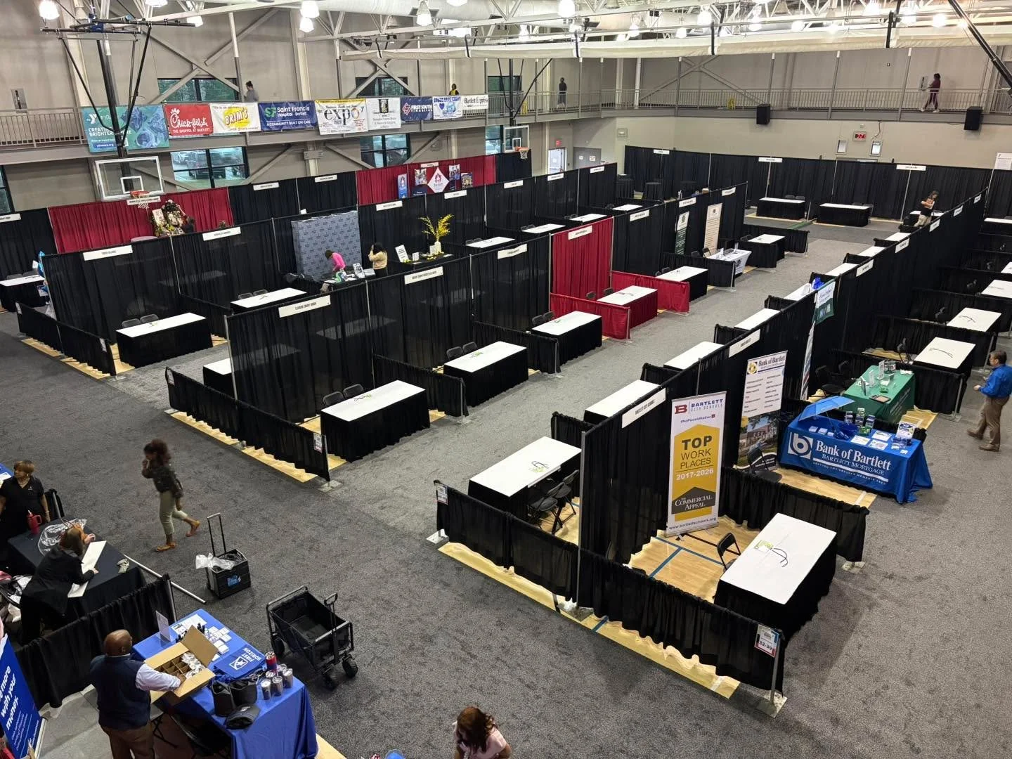 Set up for the Bartlett business expo is underway. Join us&hellip;along with 75+ other businesses tomorrow (Thursday) from 9-3 at the Bartlett YMCA at 7700 Flaherty Pl. 

Dobbs Brothers Chevrolet will be providing the shuttle service, so park at BPAC