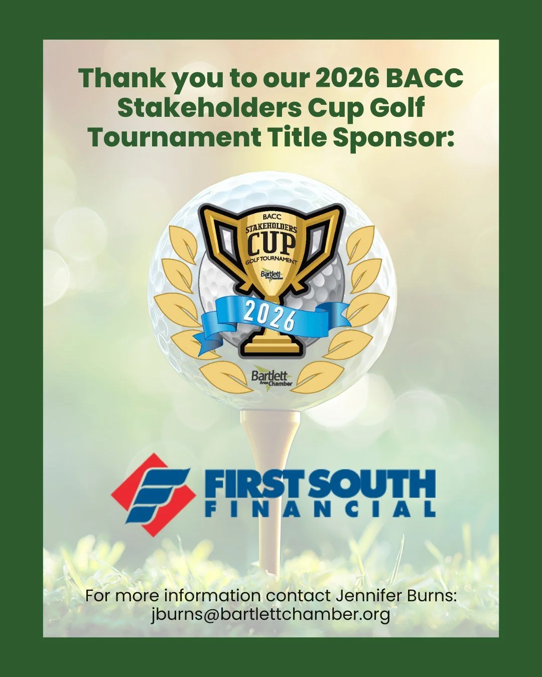 Thank you to our 2026 BACC Stakeholders Cup Golf Tournament Title Sponsor: First South Financial!