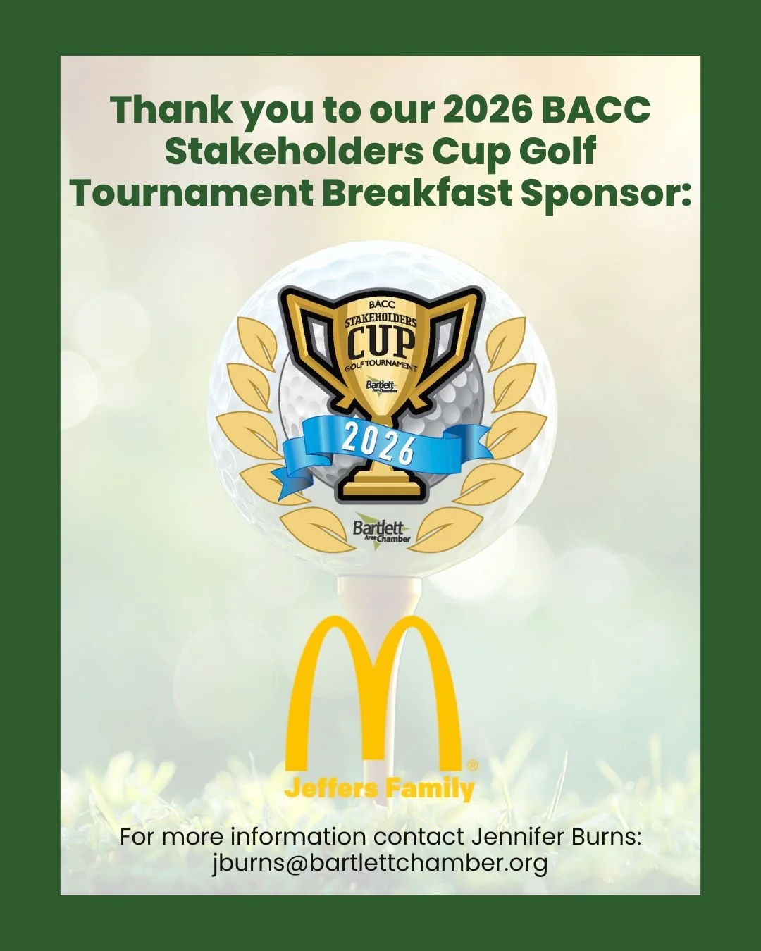 Thank you to our 2026 BACC First South Financial Stakeholder's Cup Golf Tournament Breakfast Sponsor, McDonald's.