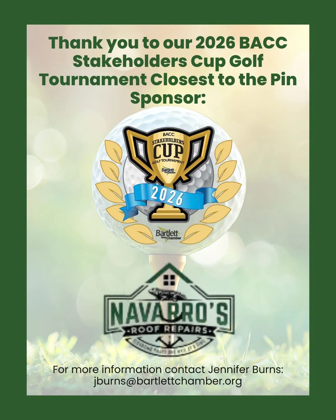 Thank you to our 2026 BACC First South Financial Stakeholder&rsquo;s Cup Golf Tournament Closest to the Pin Sponsor, Navarro's Roof Repair.