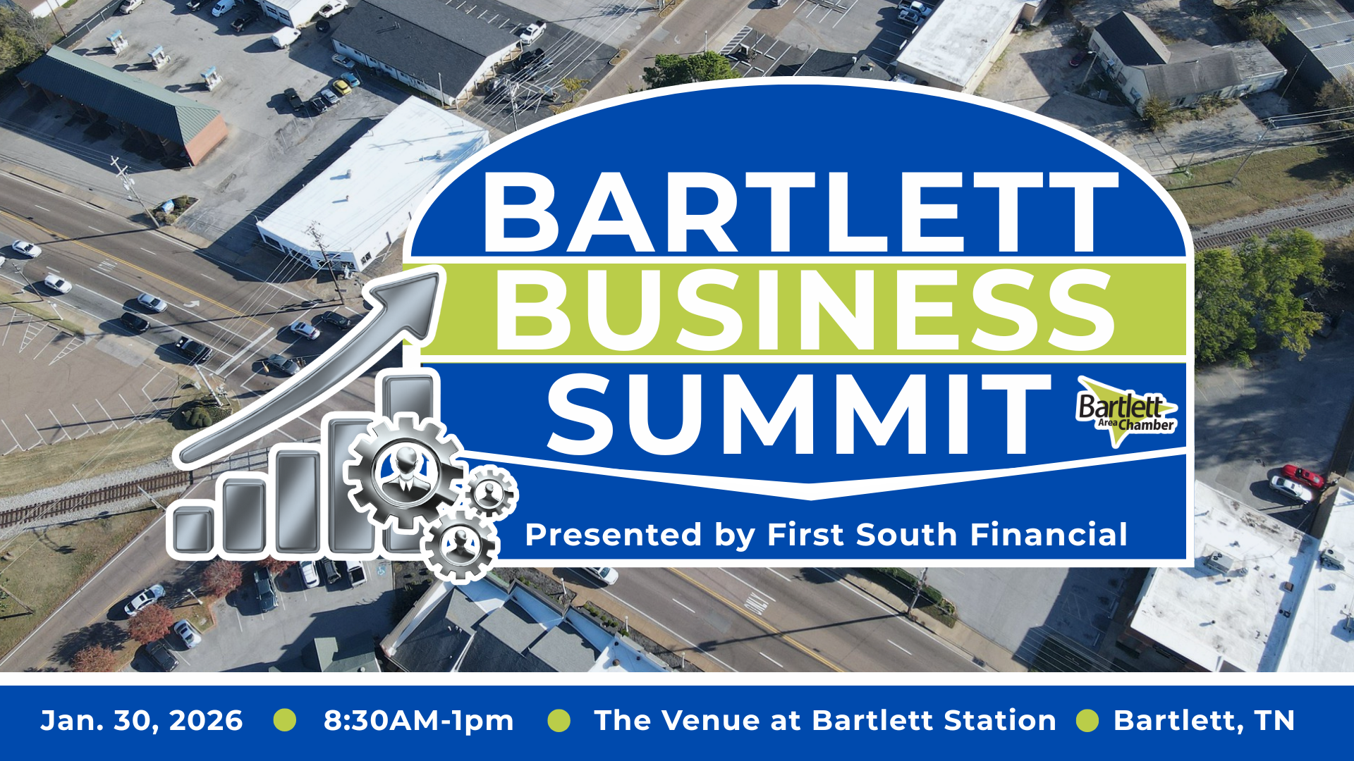 membership luncheon invitation with Bartlett Chamber logo and picture of people at previous luncheon