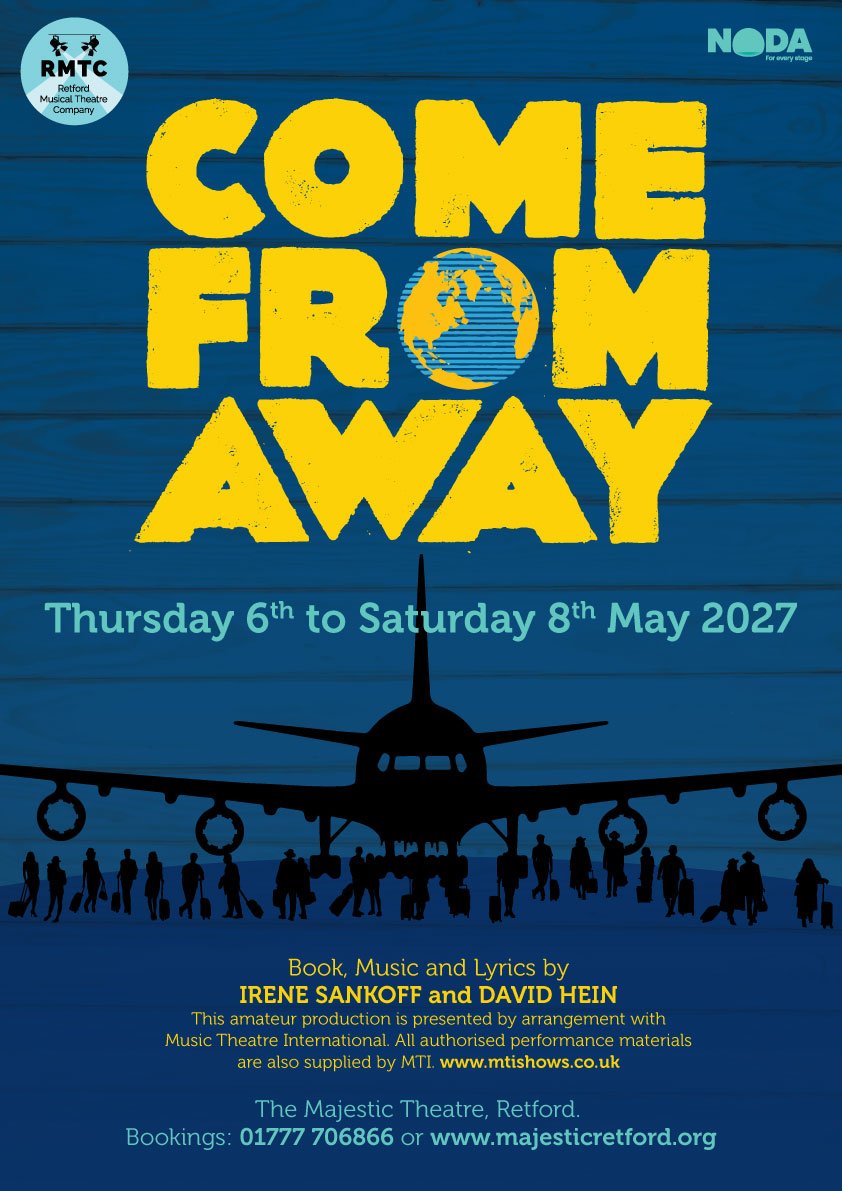 Come From Away production poster with dates 6th-8th may 2026