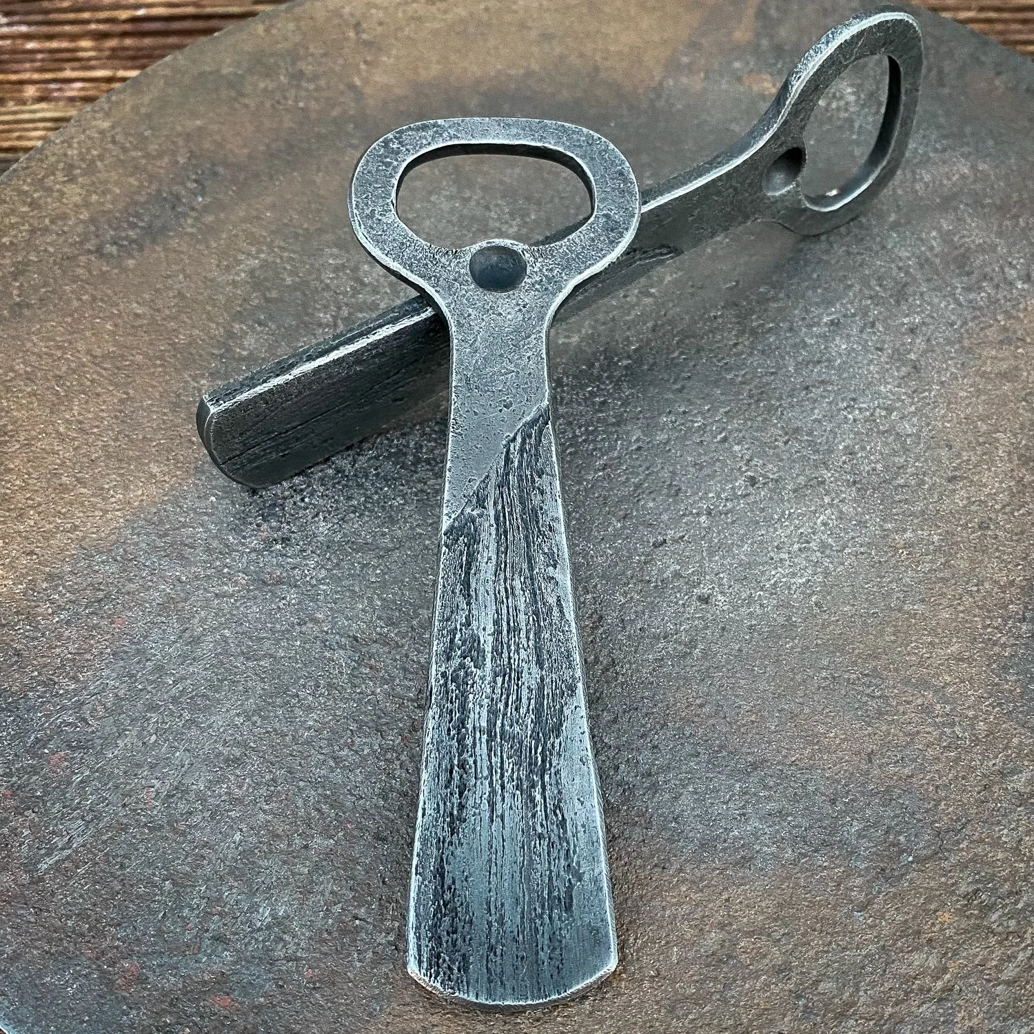 FORGED ANTIQUE WROUGHT IRON & STEEL BOTTLE OPENER