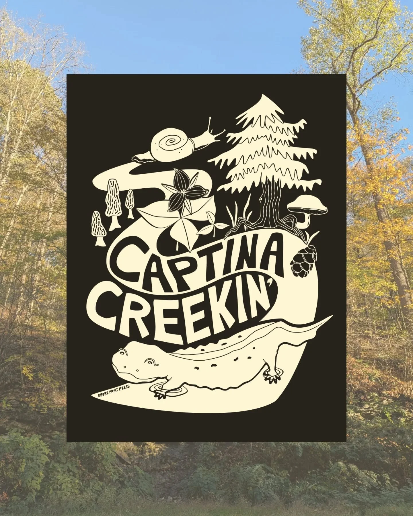 Had a fun morning with @hvera11 and Ellie printing this new design for @captinaconservancy. The conservancy stewards some of my favorite spots in Eastern Ohio, and supports a breeding population of the endangered eastern hellbender salamander! 

You 