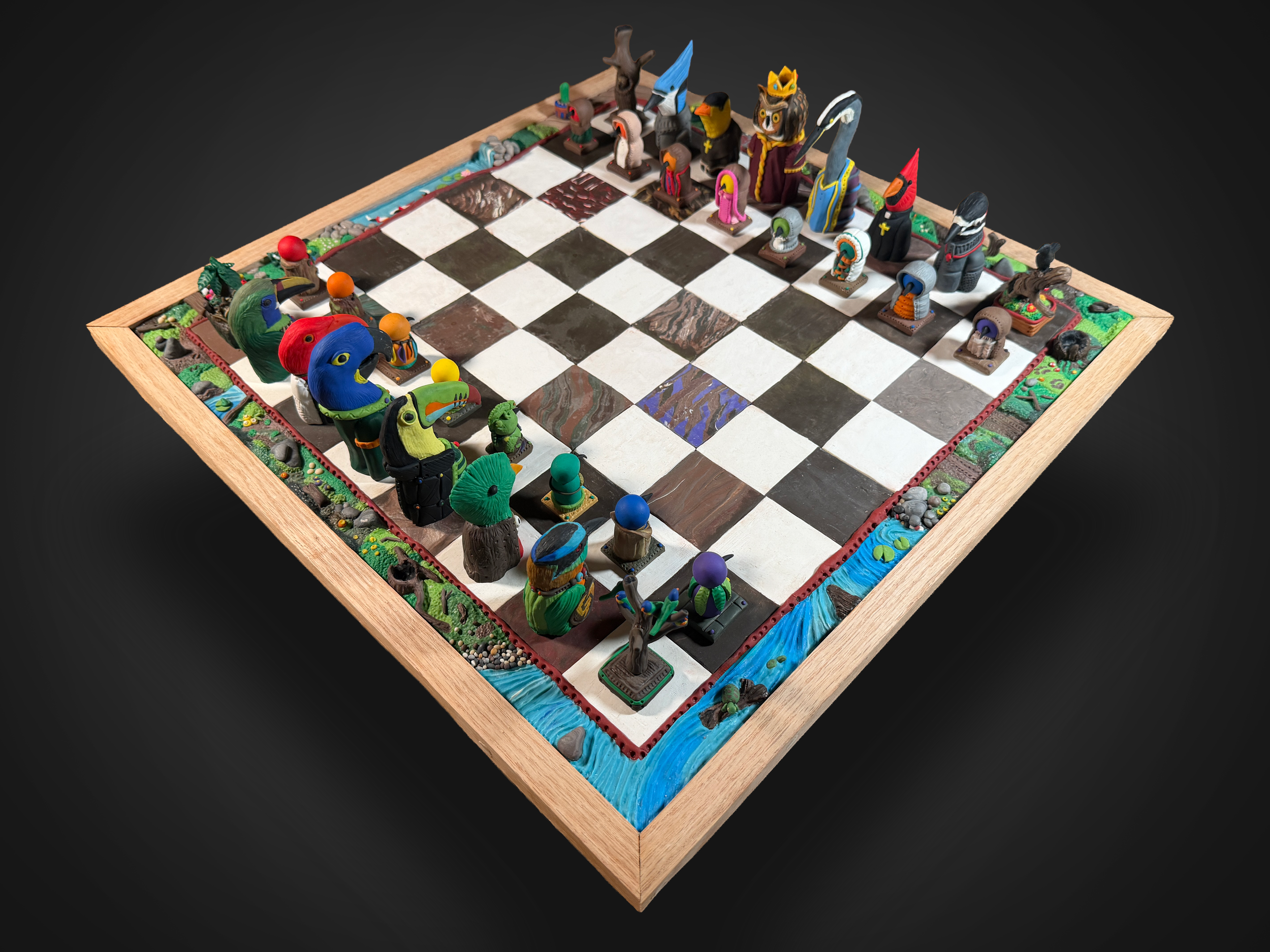 Chess set I made out of clay from Walmart