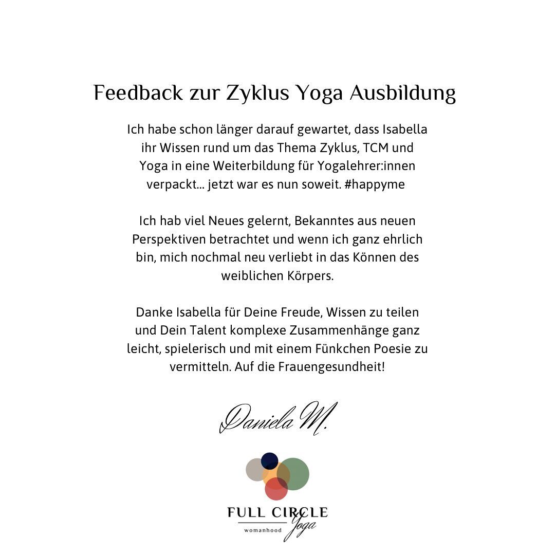 Ich freue mich riesig &uuml;ber das Feedback f&uuml;r die Zyklus Yoga Weiterbildung in der @yogibar.akademie im M&auml;rz.

Diese Zeilen kamen von @sternenmamas.de Daniela&hearts;️ In ihrem Podcast rede ich auch &uuml;ber Zyklus Yoga. Hast du schon r