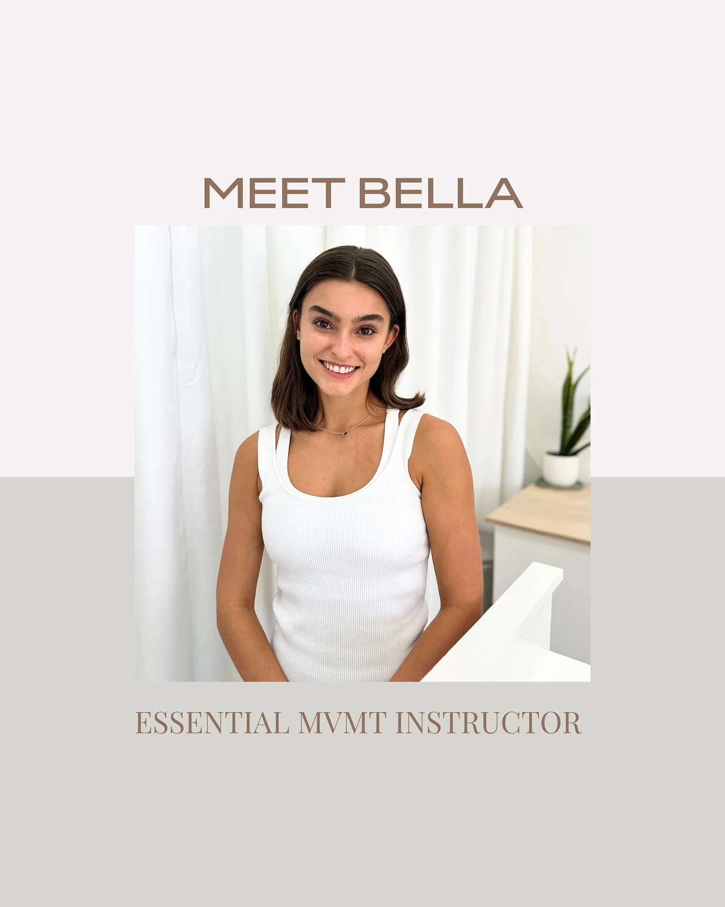 We&rsquo;re so happy to welcome Bella to our Essential MVMT family! 
Come meet her in person and join her classes&mdash; you&rsquo;ll love her energy and passion for movement.

See you in the studio! 🖤

#essentialmvmt #pilatesstudio #newinstruction