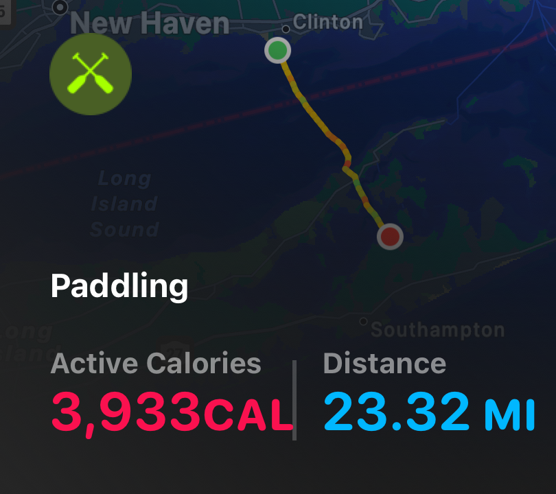 23 mi (paddle) + 3 mi (run) = 26 mi