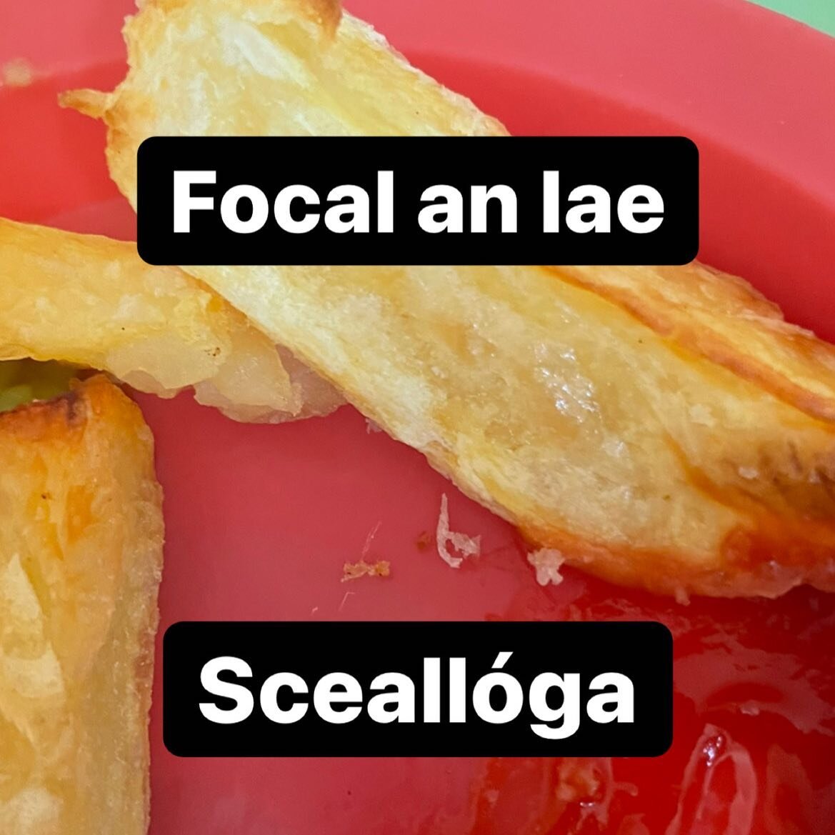 Focal an lae, word of the day sceall&oacute;ga = chips. This little one loves her sceall&oacute;ga with anlann dearg (red sauce) or dip dip as she calls it! How do you eat your sceall&oacute;ga?