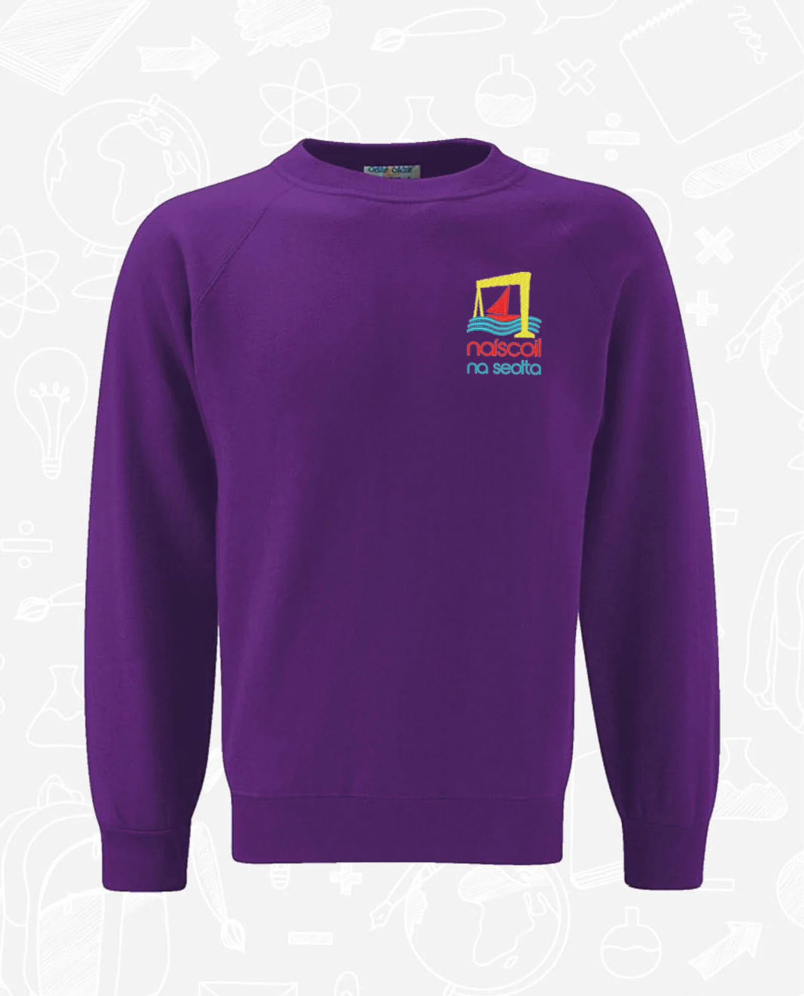 Purple sweatshirt with ��ɫ��Ƶ na Seolta logo on left breast